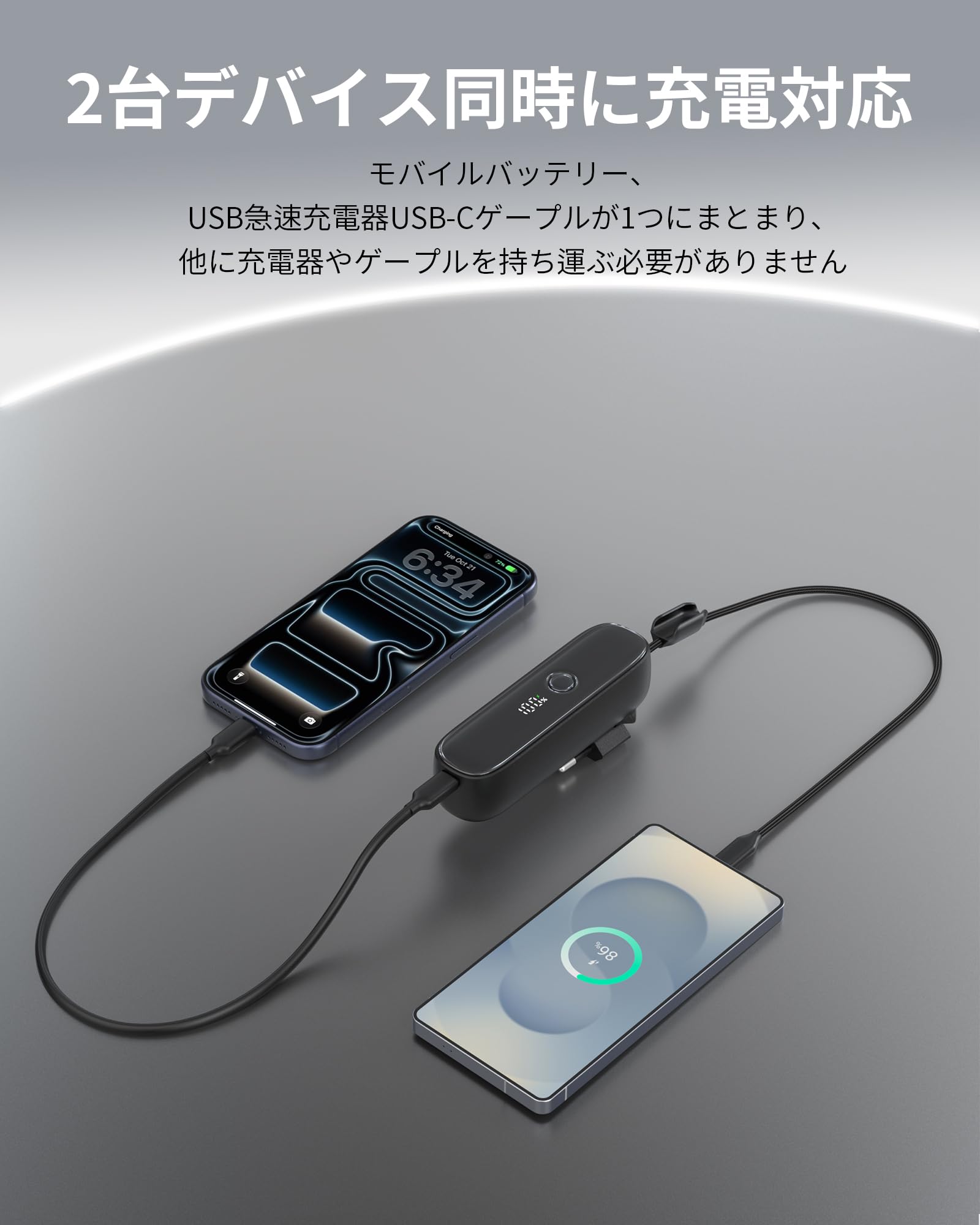 TOPADRE モバイルバッテリー 5000mAh, 【LEDディスプレイ&2台…