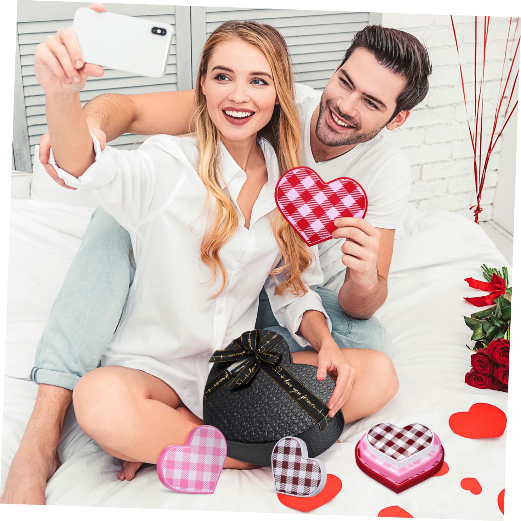 6piezas Decoración De Mesa De Forma De Corazón Letreros Románticos para Día De San Valentín Centro De Mesa Rústico para Hogar y Oficina Decoración Festiva