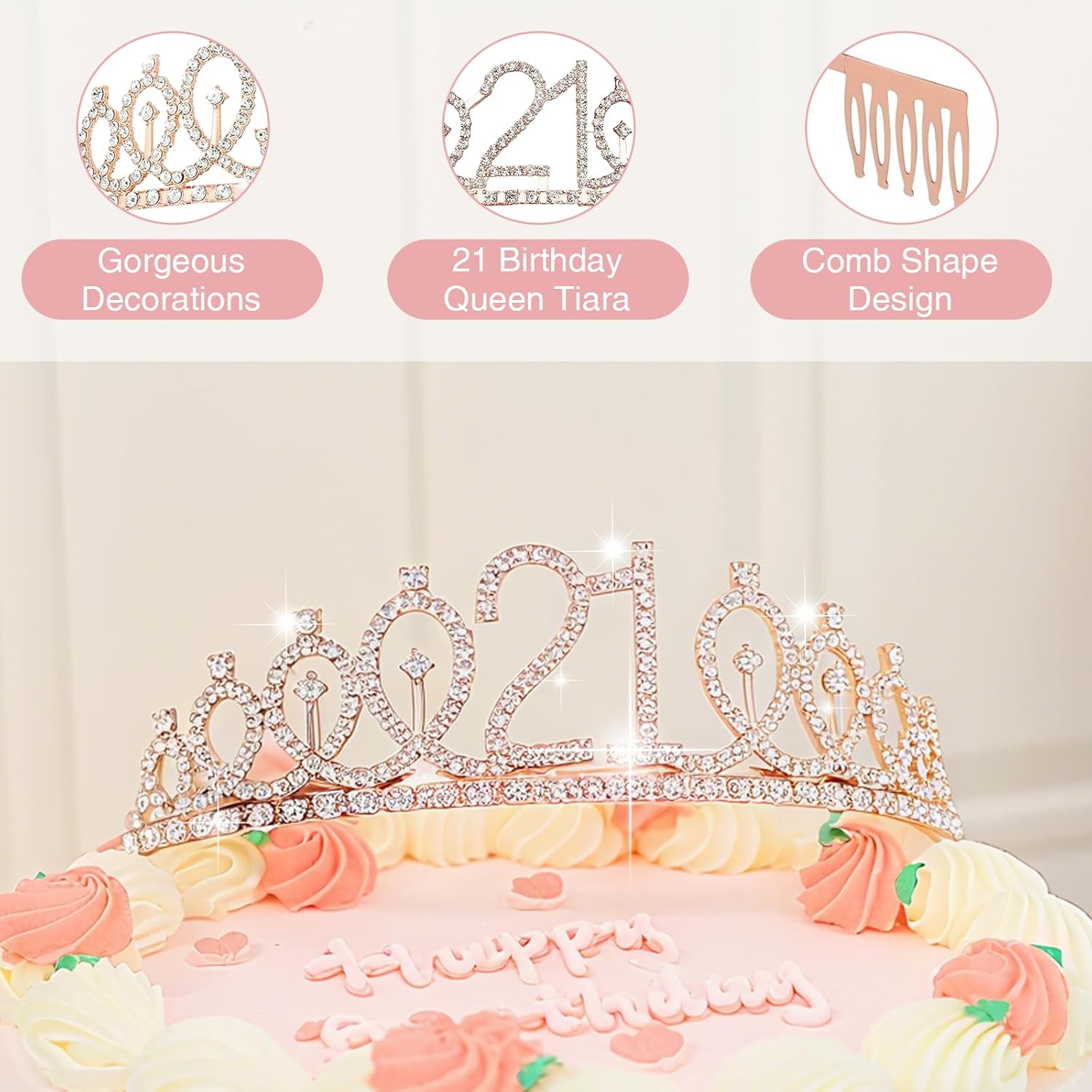 21st Birthday Gifts for Her,Unique Engraved 21st Wine Glass,21 Year Old Birthday Decorations For Her,21&Fabulous Sash and Tiara For Women,Friends,Sister-Turning 21th Party Favor Supplies - Image 4