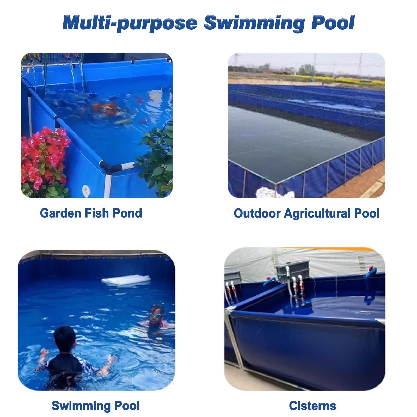 Generico Kit Piscina Fuori Terra Rettangolare con Struttura in Metallo, Piscina per Esterni Adatta alle Famiglie, capacità 1800 Litri, Serbatoi d'Acqua multifunzionali, Anti-Perdita, Altezza 2,6 Pied