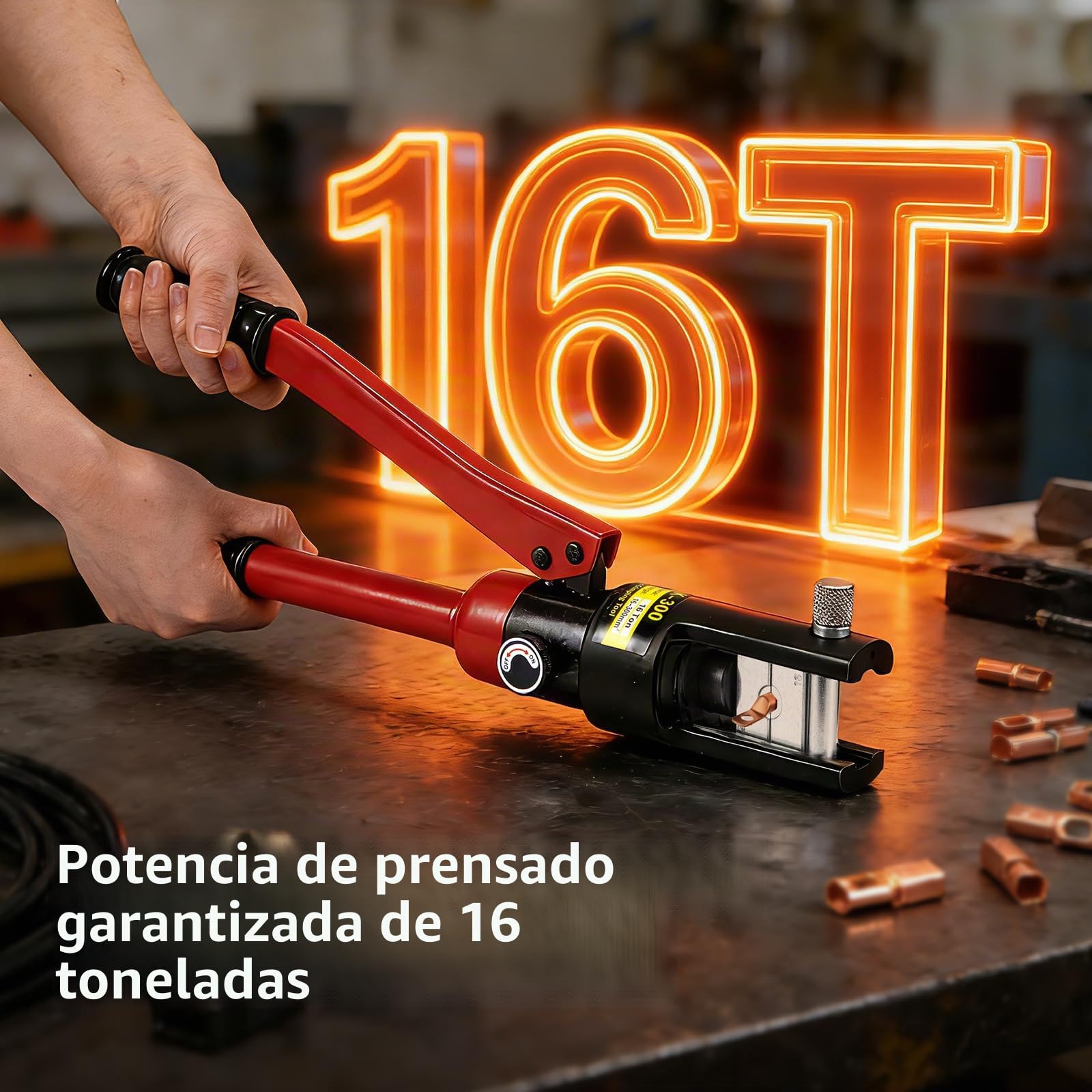 Bonvoisin Crimpadora Hidráulica Terminales 16-300mm² para de Cobre/Aluminio | 11 Matrices 16–300mm², Aptas Para Terminales Cobre/Aluminio, Cabeza Giratoria, Alivio De Presión Automático, Aleación Robusta