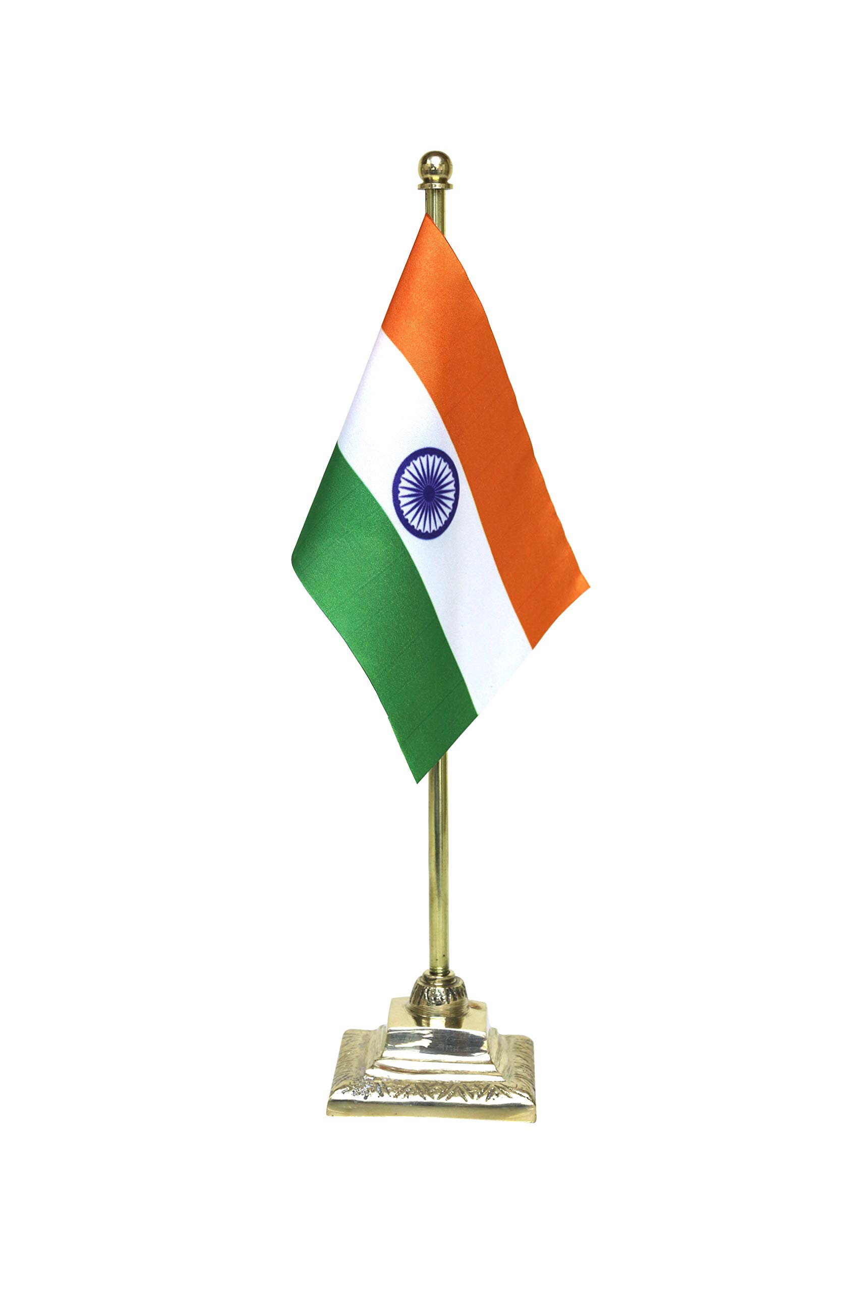 THE FLAG SHOP Indian Miniature Table Flag with and Elegant Square Brass Base (B0CP9NKKWS) Amazon Price History, Amazon Price Tracker