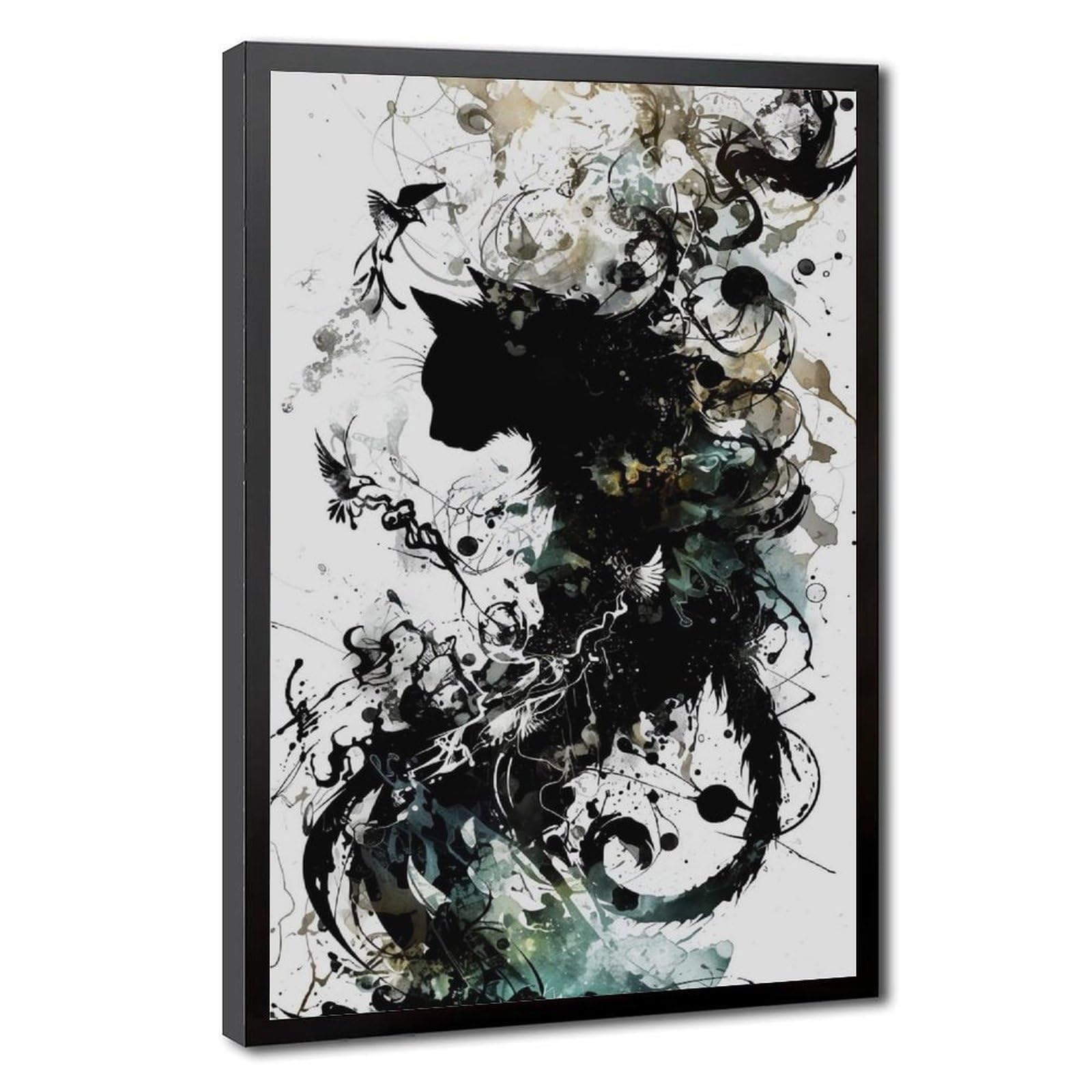 Bareronor Explosive Abstract Cat Canvas Poster Bedroom Decor Landscape Office Room Decor Gift 20" L X 30" W