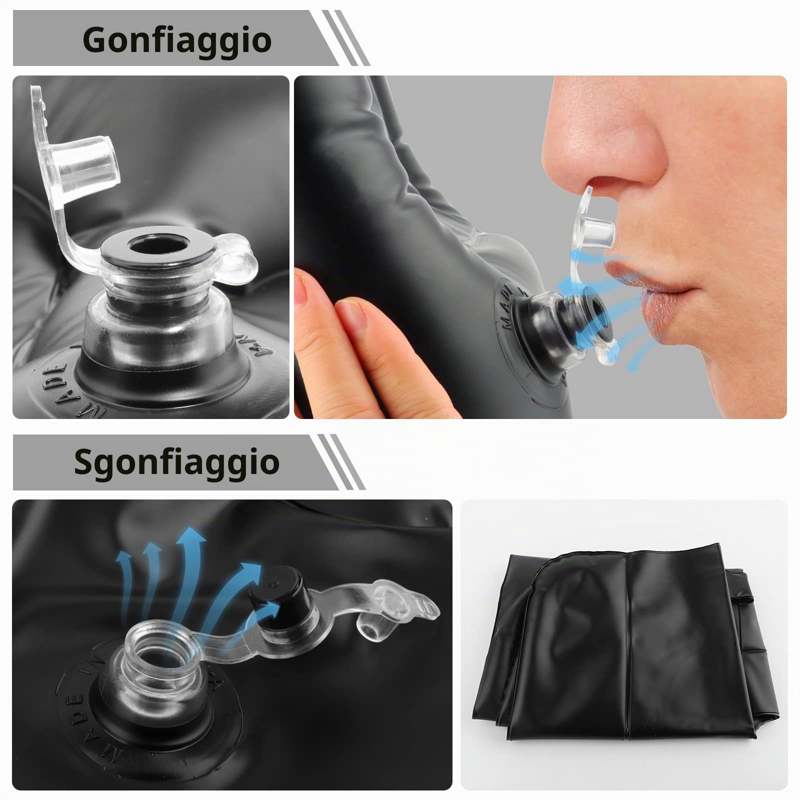 Lavatesta Portatile Gonfiabile per Disabili, Anziani e Gravidanza - Nero