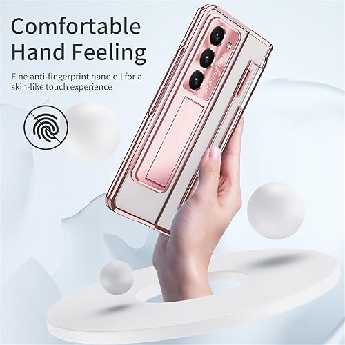 Miniatura 2 de Funda para Samsung Galaxy Z Fold 5 2023, carcasa de una pieza con protección de bisagra transparente Z Fold 5 con soporte, protector de pantalla