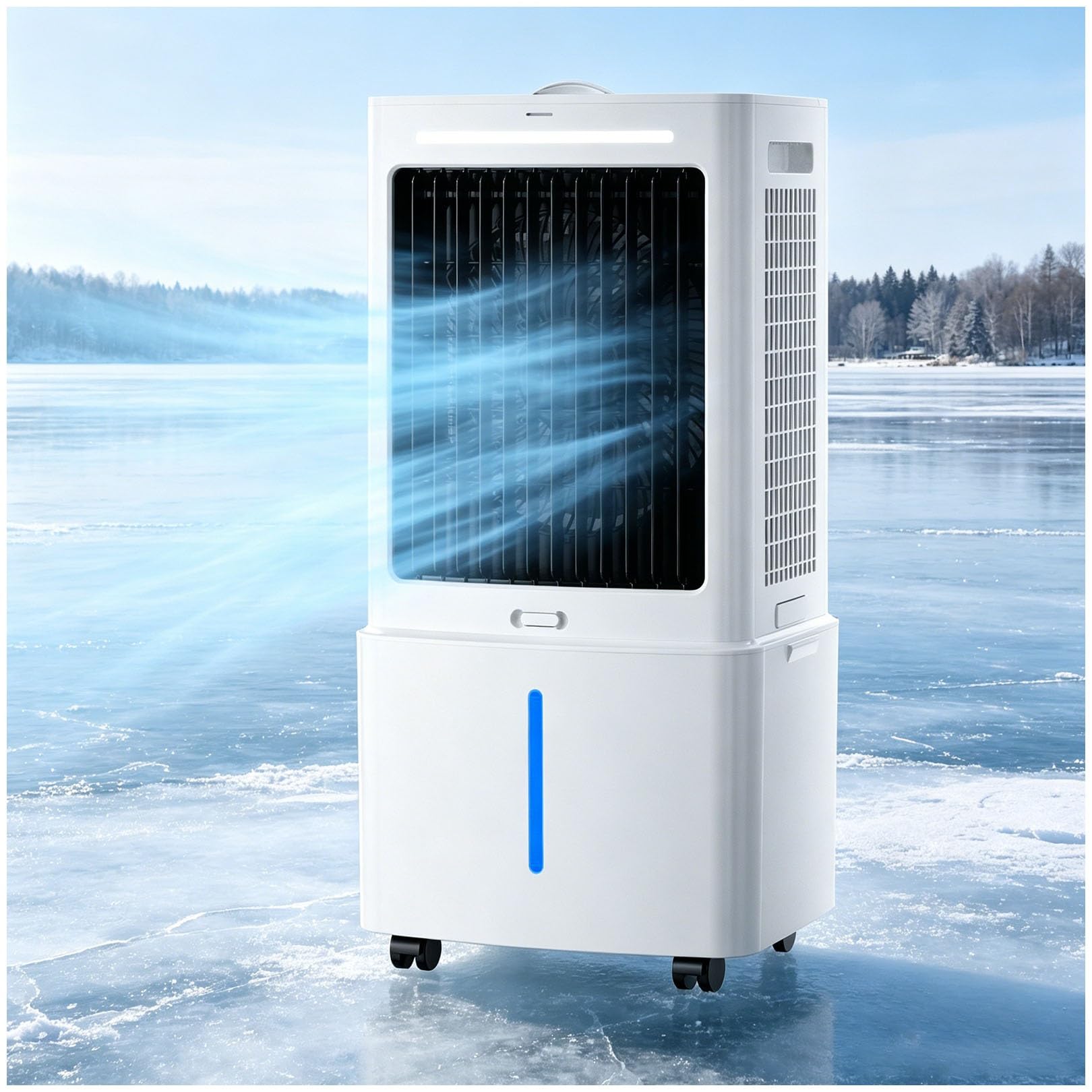 3 in 1 Portable Air Cooler & Evaporative Fan, 120° Oscillation, 360° Casters, 25L Tank, 3 Speeds, 1177 CFM Water Curtain, Windowless, 80W, for Bedroom Home Office