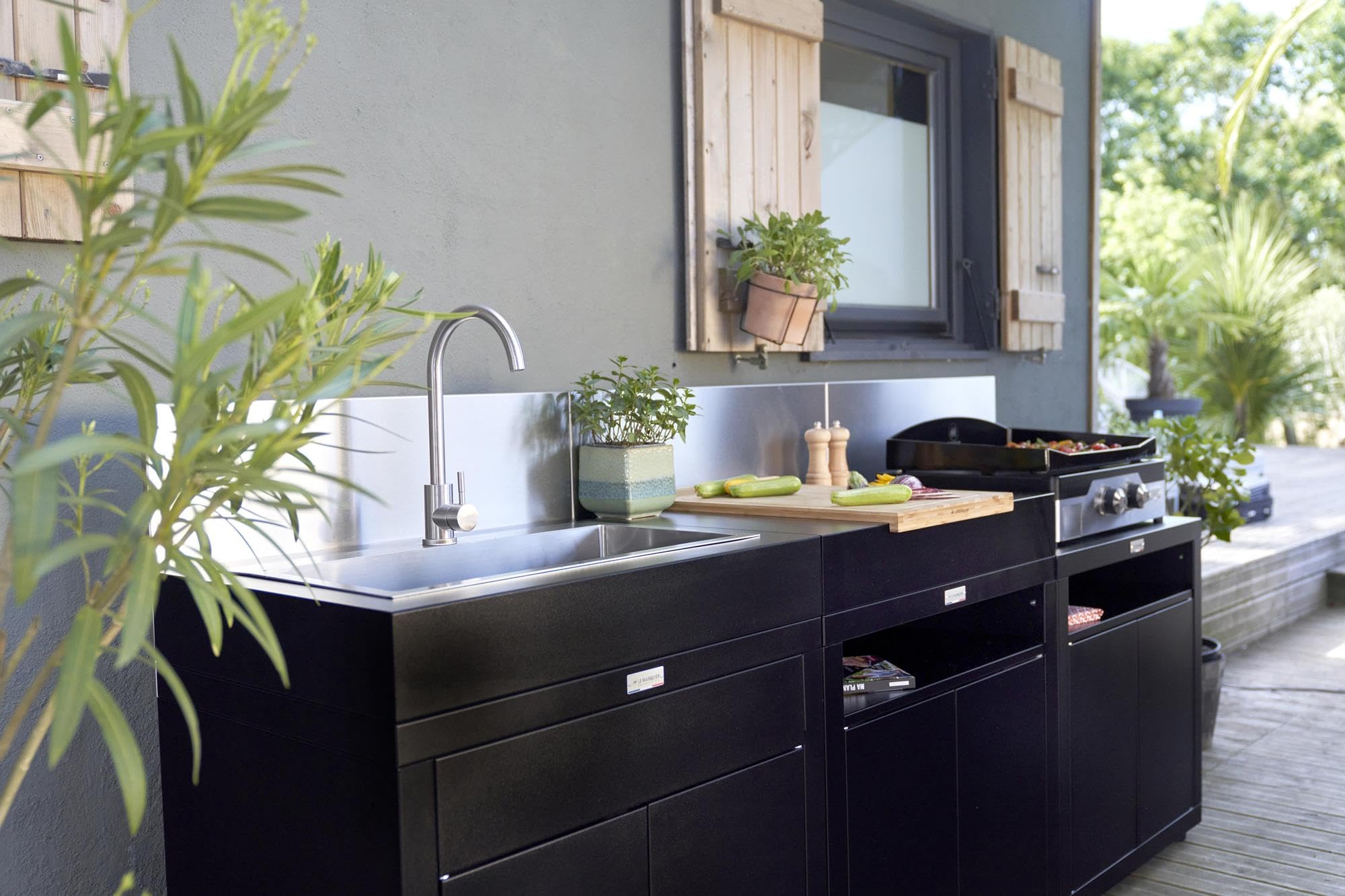 LE MARQUIER Cuisine 3 Elements avec Credences - Noir