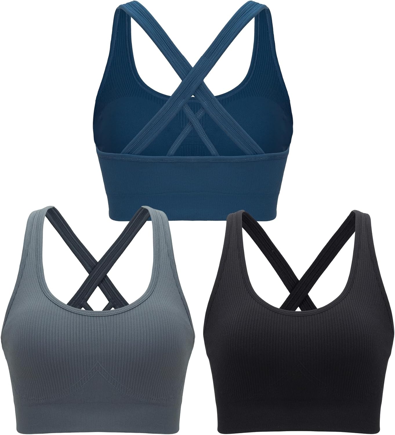 RUNNING GIRL Sports Bras for Women,Seamless Strappy Sports Bra High Support Crisscross Back with Removable Pads