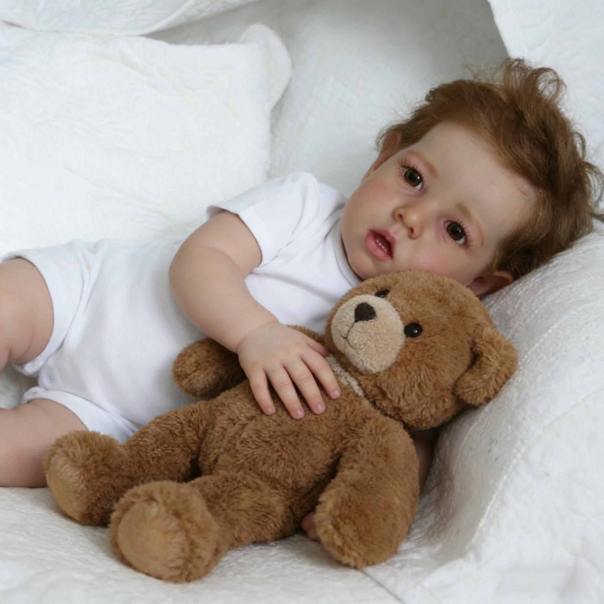 RXDOLL Bambole Reborn realistiche di grandi dimensioni Ragazzo Liam 28 Pollici Realistico Bambino Bambola Del Bambino Real Bambole Che Guardano Real Morbido Panno Del Vinile Corpo Pesato Reborn