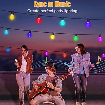 Queker Outdoor String Lights 50ft, Smart Color Changing