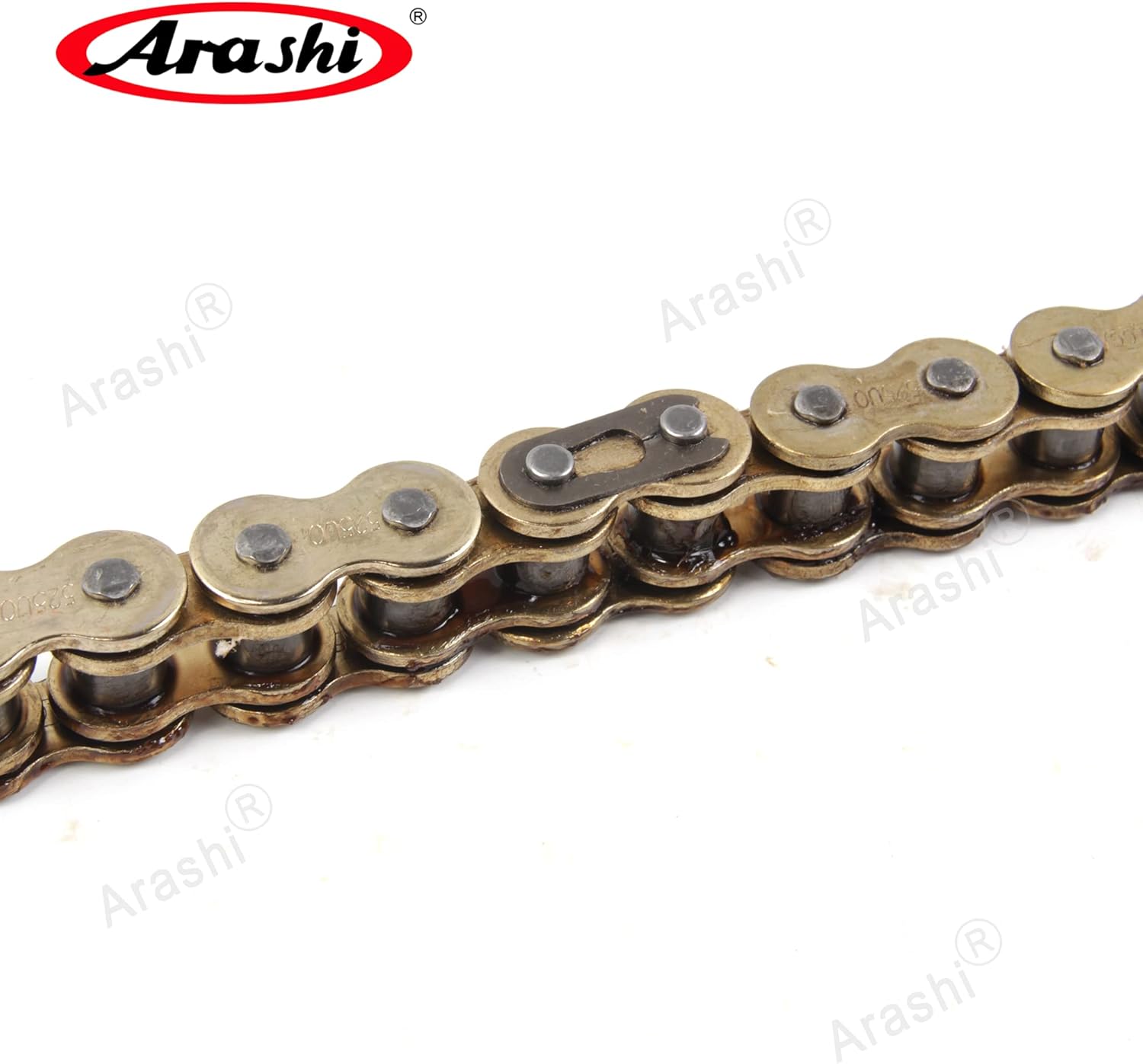 Arashi 520 O-Ring Drive Chain 120 Links with Connecting Master Link for Motorcycle Honda Yamaha Suzuki Street and Off-Road Bike 8,500 lbs Tensile/Replacement Parts Accessories Gold