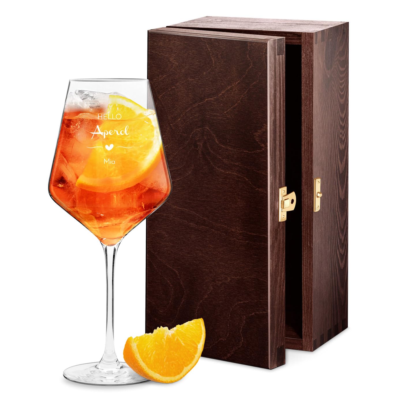 Maverton Customised Aperol Spritz Cocktail Glass with Engraving - Birthday Gifts for Women - Unique Gifts for Her - Perfect Presents for Grandma, Mom, Friend, Lady - 350ml or 530ml - Hello