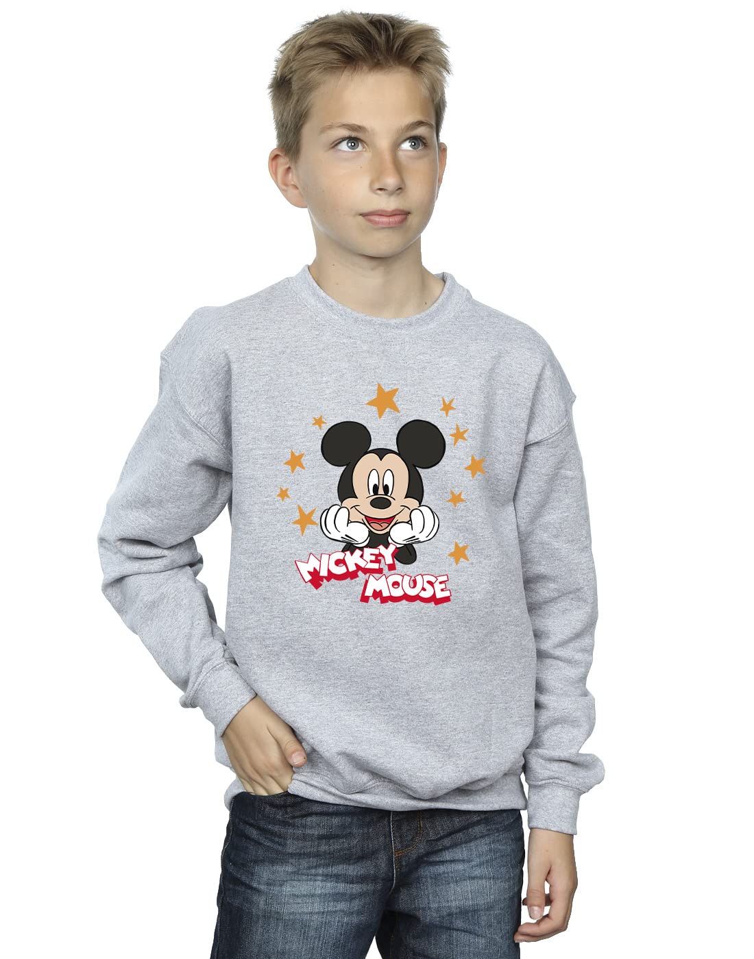 Disney Boys Mickey Mouse Stars Sweatshirt Sport Grey 5-6 Years