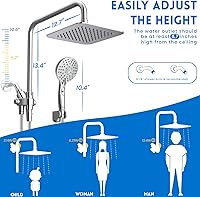 Vista 2 de Ryamen Combo de cabezal de ducha doble, cabezal de ducha de lluvia de alta presión de 8 pulgadas con rociador de mano, cabezal de ducha de mano de 6