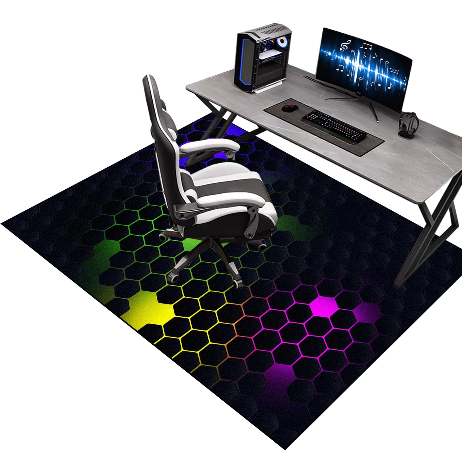 Office Gaming Chair Mats for Carpeted Floor, 70 x 100 cm Gaming Rug for Hard Floor, Desk Chair Floor Protector Mat for Carpet, Computer Floor Mat for Carpets, Floor Protector for Rolling Chair