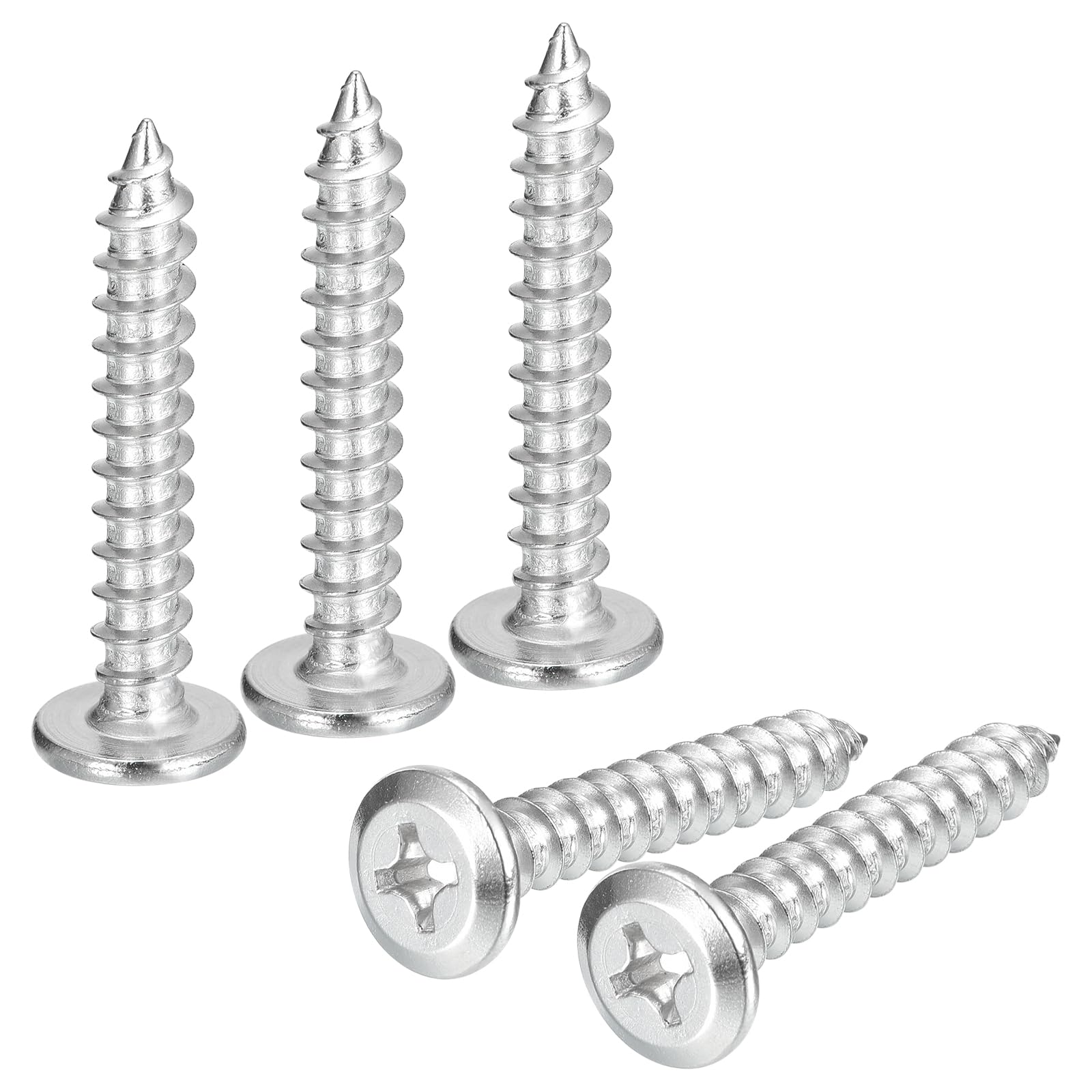 QUARKZMAN Viti Autofilettanti a Testa Piana Phillips M6x40mm, Viti di Fissaggio a Croce in Acciaio Inossidabile 304, Argento, Confezione da 100