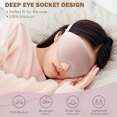 Miniatura 2 de Máscaras de ojos para dormir, máscara de dormir de seda para extensiones de pestañas con correa ajustable, cubiertas opacas para dormir, yoga,