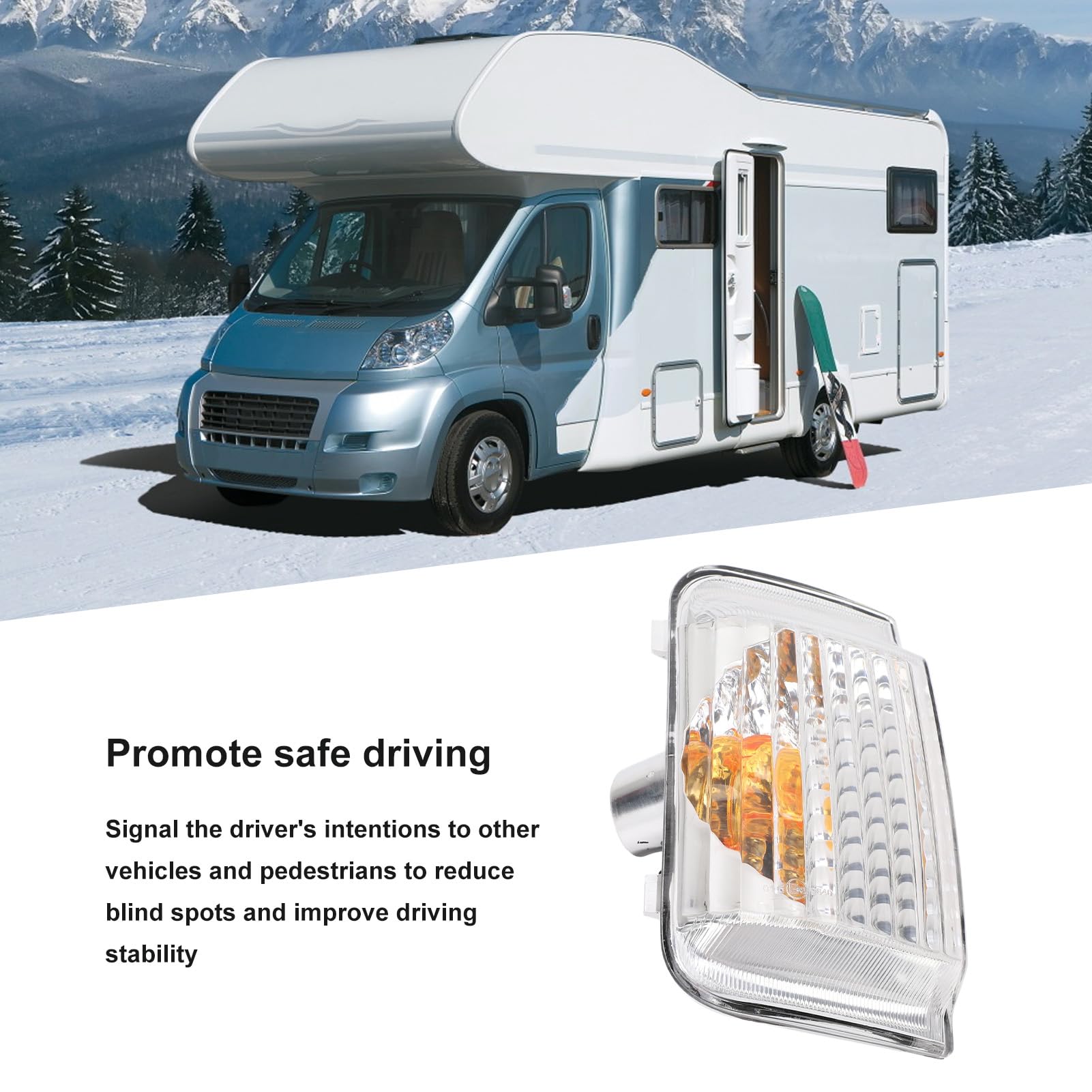 Couvercle Indicateur Clignotant Rétroviseur Gauche Transparent Pour Fiat Ducato 2006-2024 - Compatible 6325H0, 71748252, 71748254