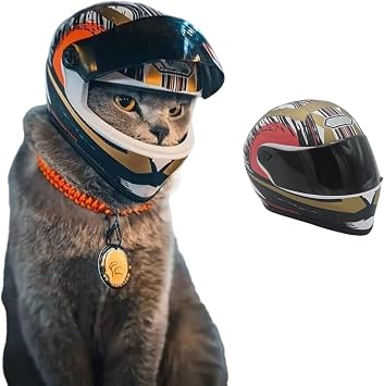 Pet Motorcycle Helmet Dog/Cat Full Face Motorcycle Helmet Outdoor Motorcycle Bike Riding Helmet Hat for Cat Dog Doggie Puppy Kitten Pet Supplies Racing Car Fan Collectible Small Gift Multicolor