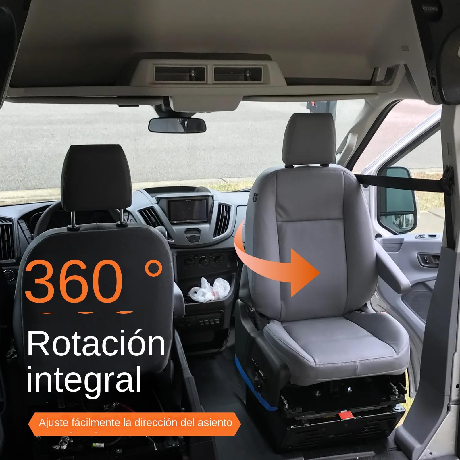 Asiento de consola giratoria para T5, T 6 360° Asiento con consola giratoria sostener 200 kg Trabajo pesado Base giratorias del asientos para caravanas,vehículos comerciales y furgonetas