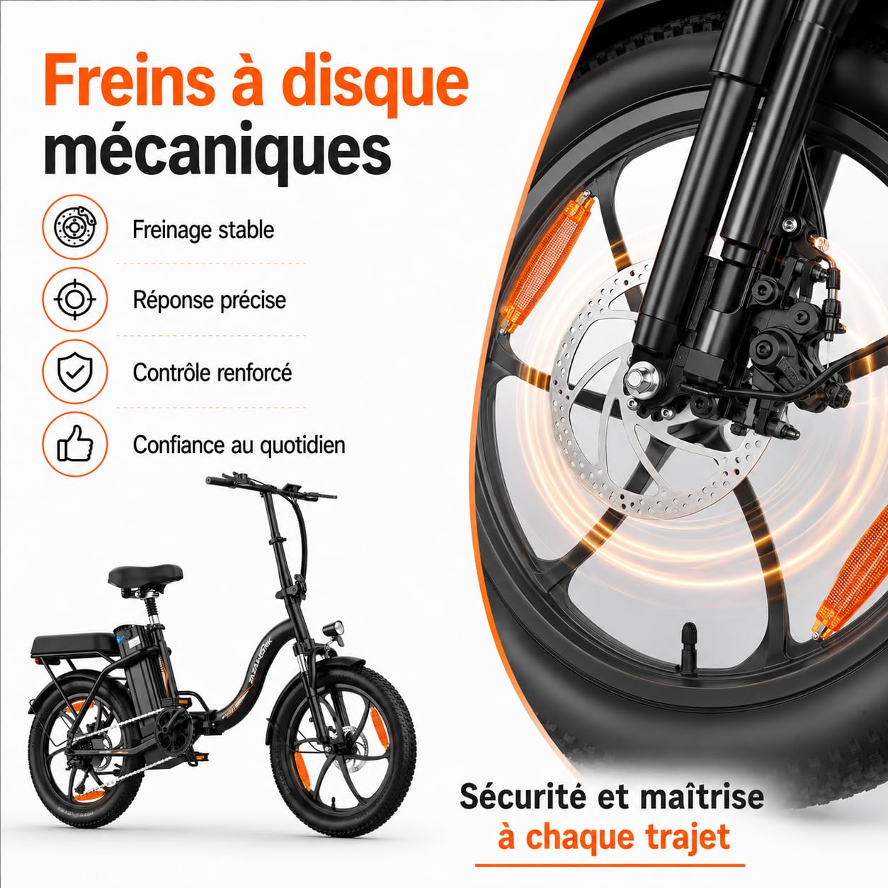 TIGUOWISH ZAZAWORK Vélo Électrique Pliable 250W, VTT Batterie 48V 16Ah, Autonomie 100 km, 7 Vitesses, Freins à Disque, Pneus 20" Anti-Crevaison