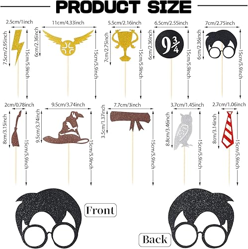 Miniatura 2 de CCINEE Paquete de 40 adornos de mago con brillantina, para cupcakes de inspiración mágica, temática mágica de mago escolar, baby shower, fiesta de