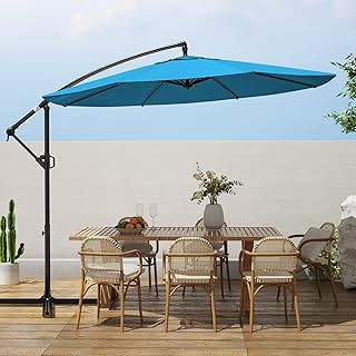 wikiwiki 10ft Patio Umbrellas Offset Outdoor Umbrella Cantilever Hanging...