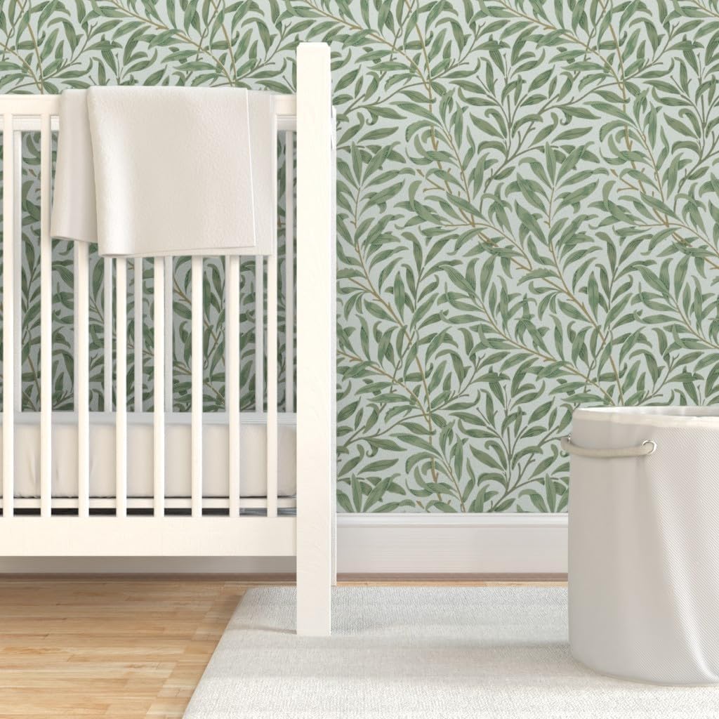 Removable Wallpaper 12ft x 2ft - Willow Bough William Morris Antique Victorian Art Nouveau Edwardian Arts and Crafts Custom Pre-Pasted Wallpaper by Spoonflower