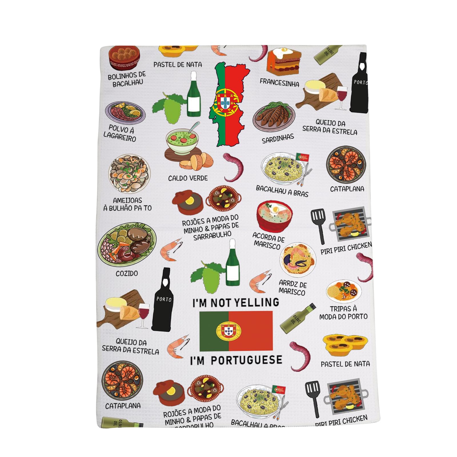 Serviette de cuisine Portugal grand format avec carte géographique imprimée