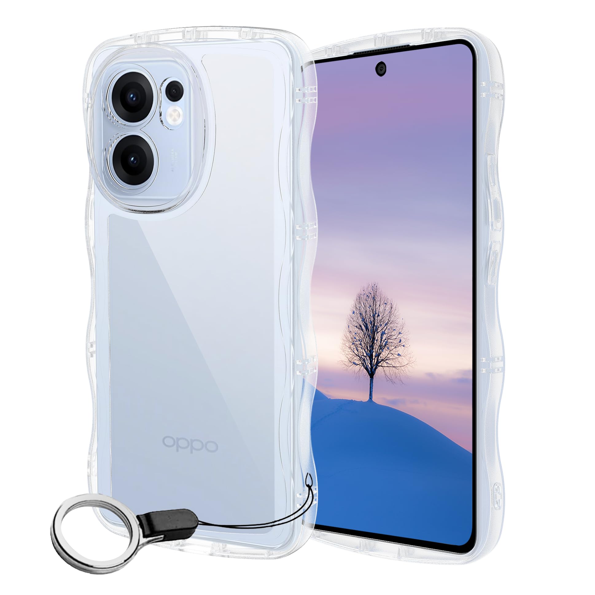 Amazon.co.jp: OPPO Reno13 A ケース クリア ウェーブ TPU波状の