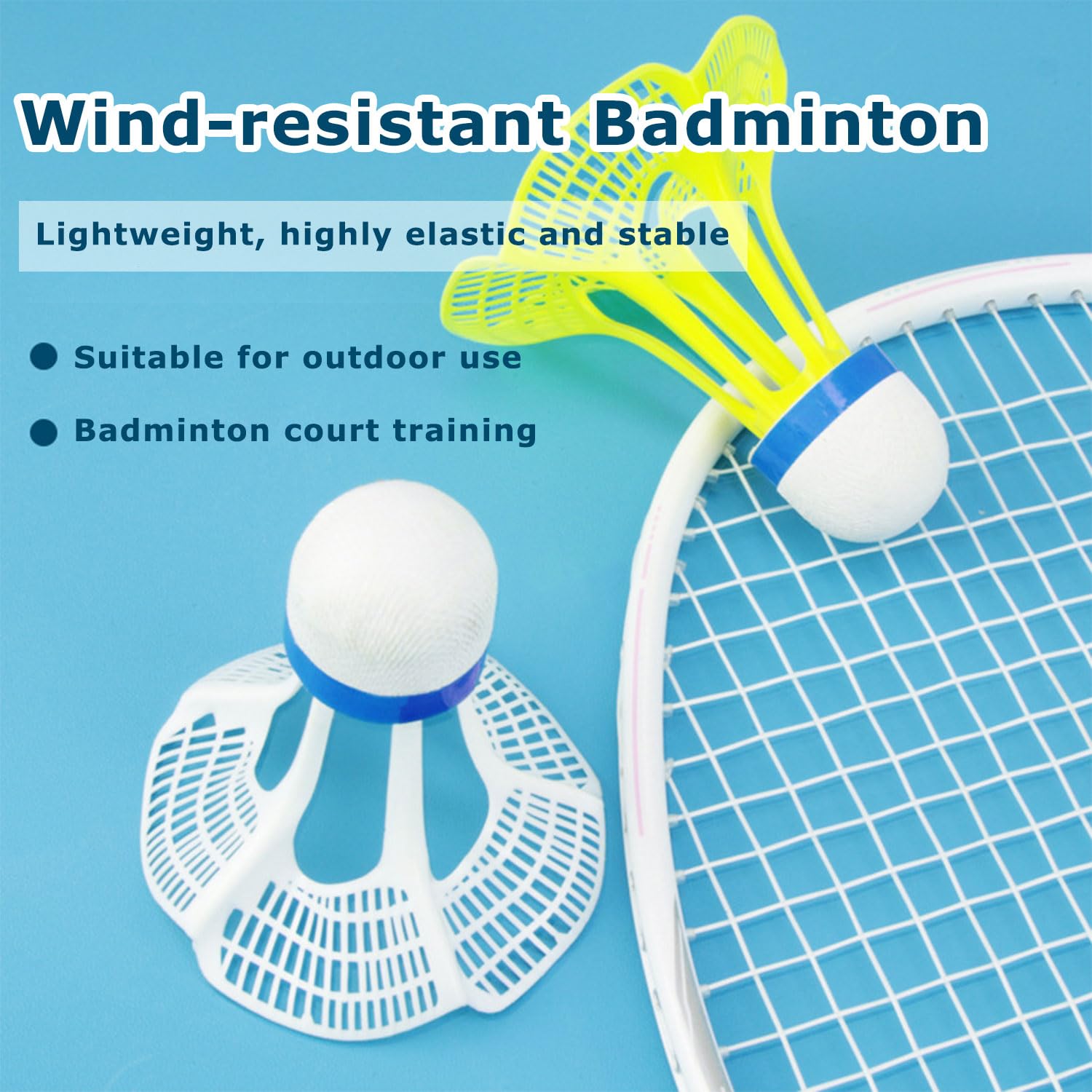 6 Pezzi Volani da Badminton Antivento, Palline da Badminton Antivento con Doppia Testa in Sughero per attività All'aperto e al Coperto, Allenamento e Giochi per Il Tempo Libero