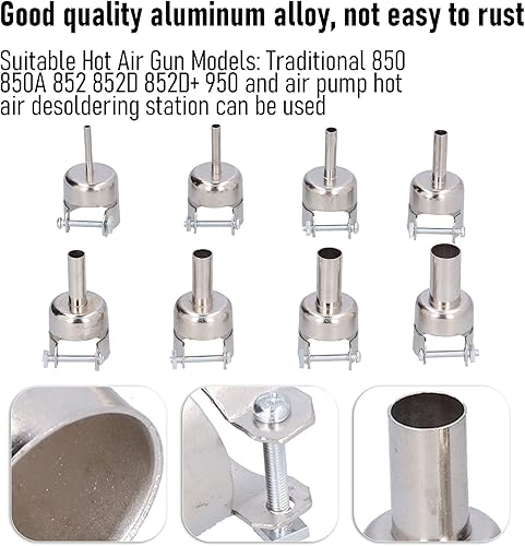 Miniatura 3 de Kit de boquilla de pistola de aire caliente, material de aleación de aluminio 850, accesorios de estación de desoldadura de pistola de aire caliente