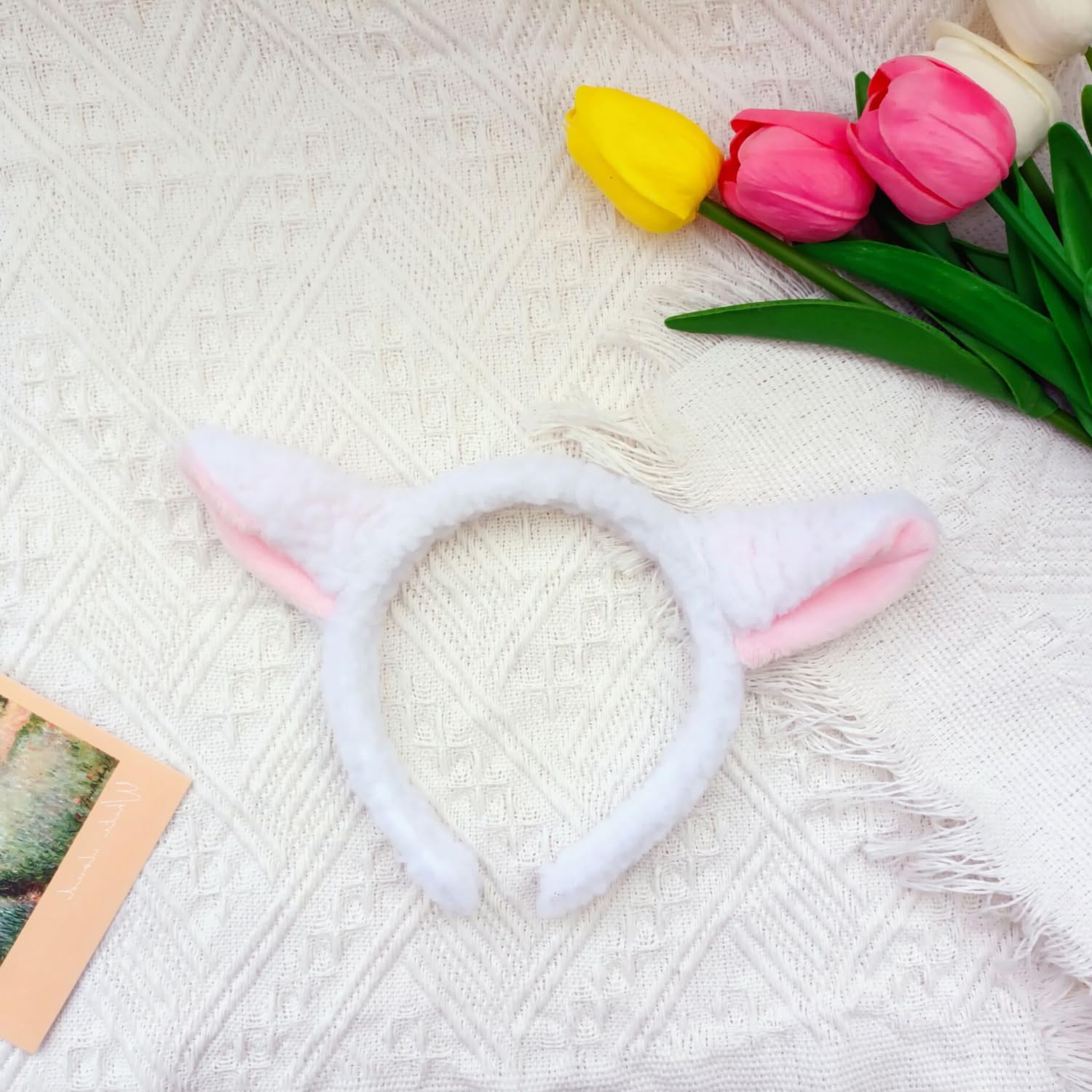Miaija 4Pieces Sheep Ears Headband White and Pink Animal Headband Cartoon Alice Band Fancy Dress Accessories for Kids - Image 3