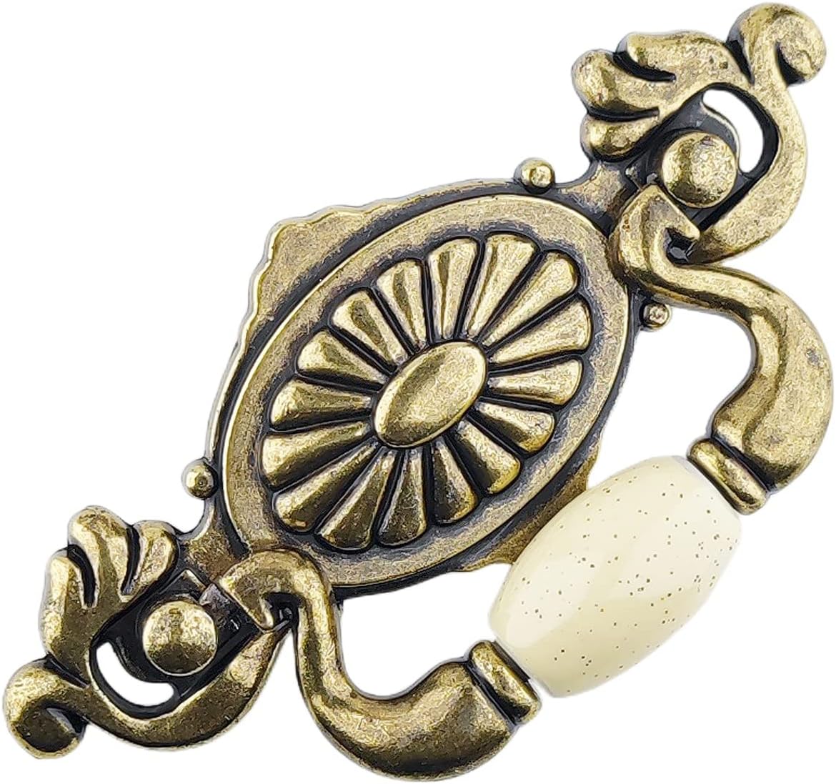 2.25" Drop Bail Dresser Drawer Handles Pulls Knobs Ceramic Ivory Cream Antique Bronze Kitchen Cabinet Door Handle Pull 57 mm (10,Holes Space: 2.25" (57 mm))