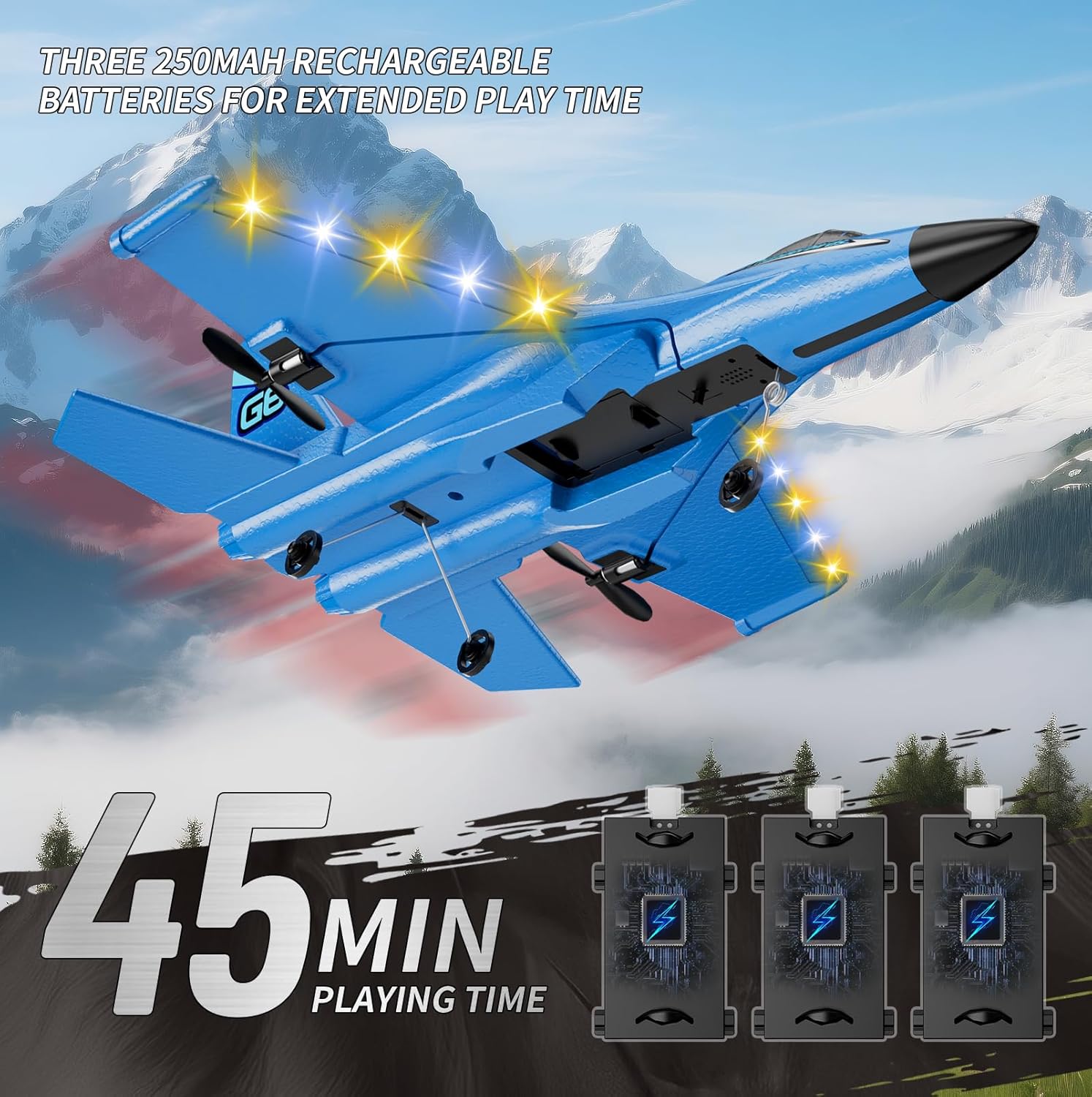 Foam RC Plane with 3 Batteries, Remote Control Airplane RC Jet Helicopter Plane for Kids Adults Beginner, Easy to Fly RC Fighter, Remote Control Aircraft with Automatic Balance Gyro for Adult Kids