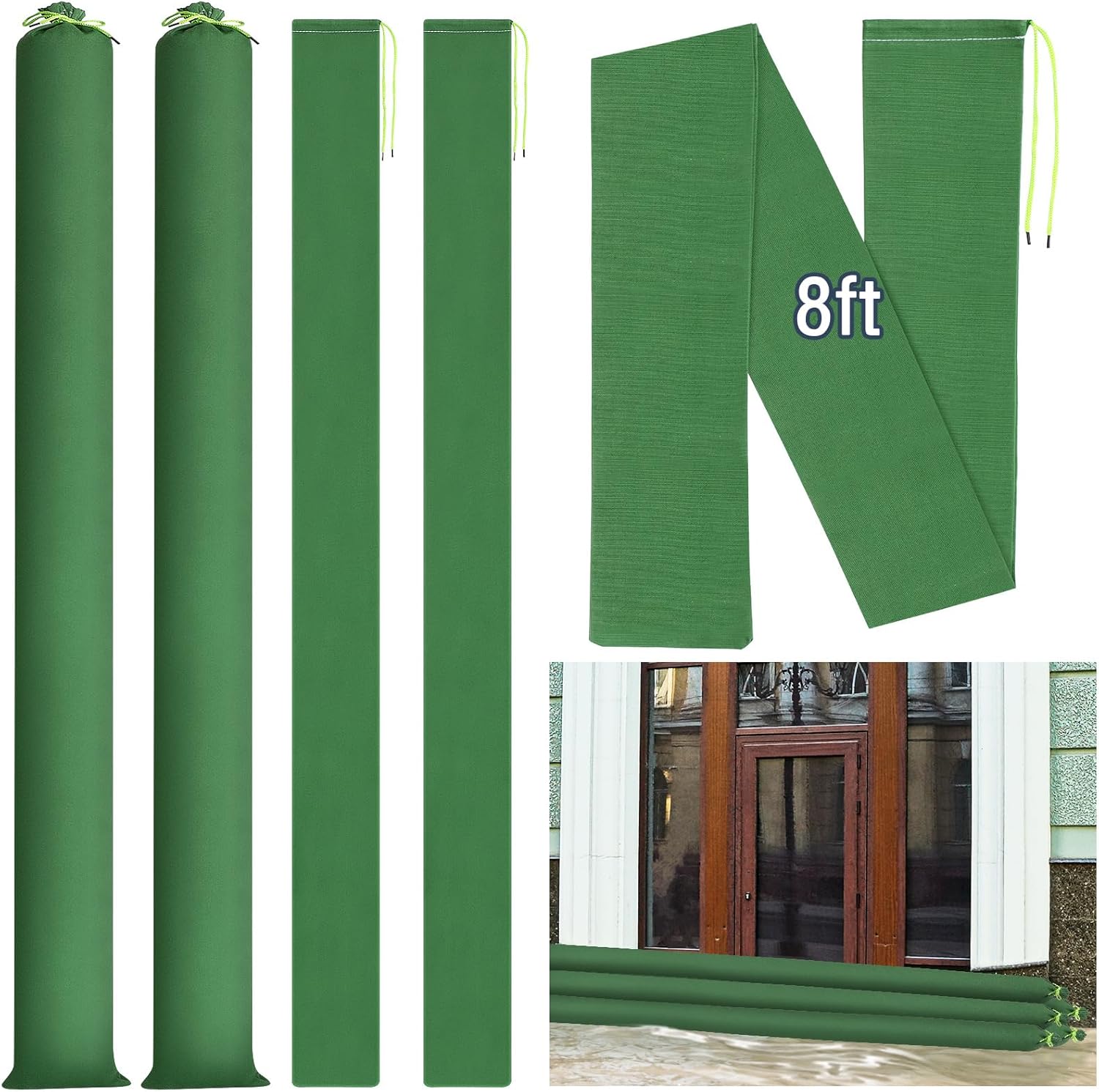 Threan 2 Pcs Long Canvas Sandbags Flood Protection Thickened Reusable Sand Bags Rain Wind Flood Barrier Water Barrier Tube Sandbags for Door Window Rain Water Flood Control(8ft)