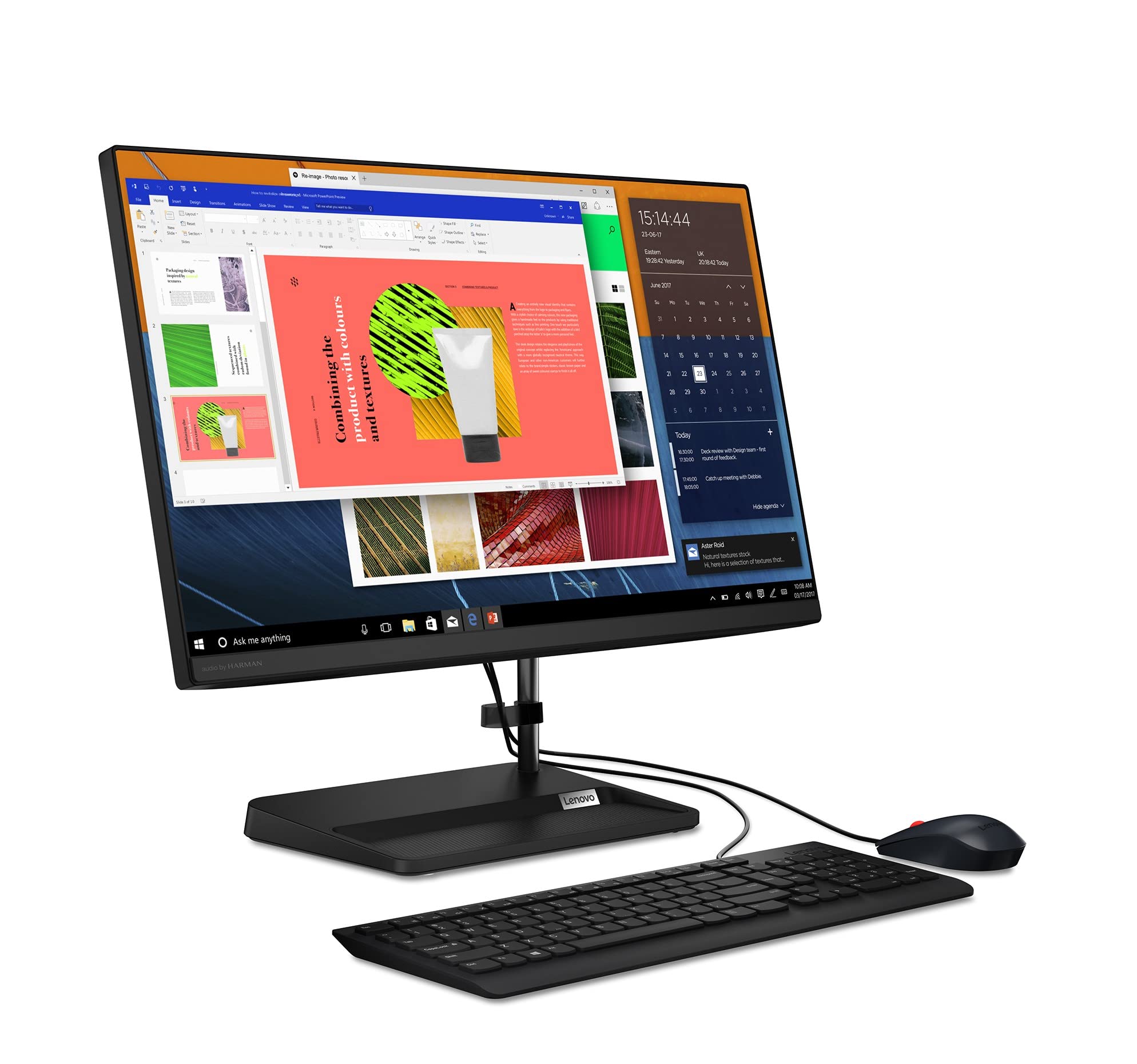 Lenovo IdeaCentre AIO 3 24ITL6 - Computer portatile 23.8'' FHD nero (Intel Core i5, RAM 8 GB, 1 TB HHDD+128 GB SSD,Intel Iris XE Graphics, Windows 10 Home), tastiera USB Calliope, AZERTY