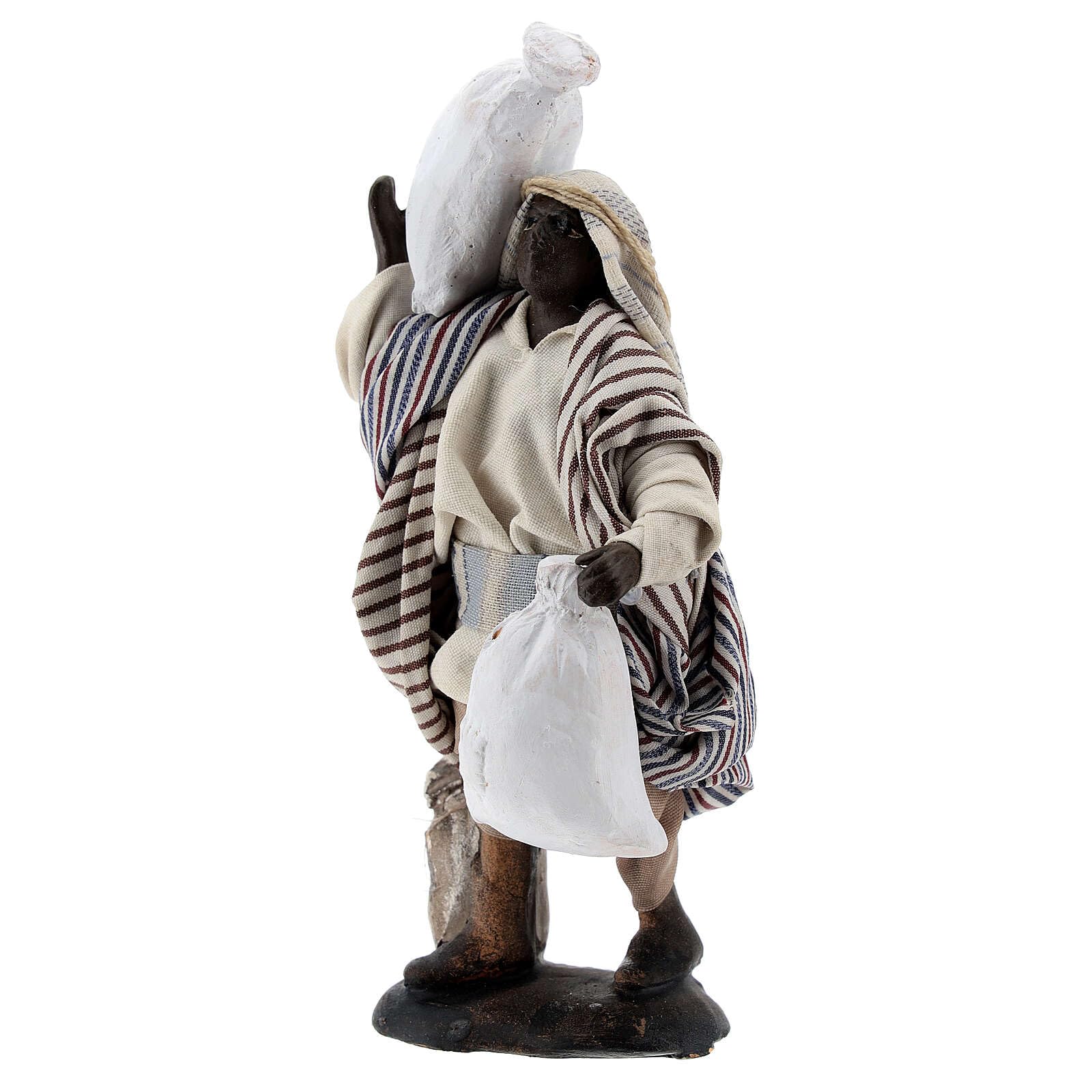 Holyart Presepe Napoletano: Mulatto con sacco statua terracotta presepe napoletano 12 cm