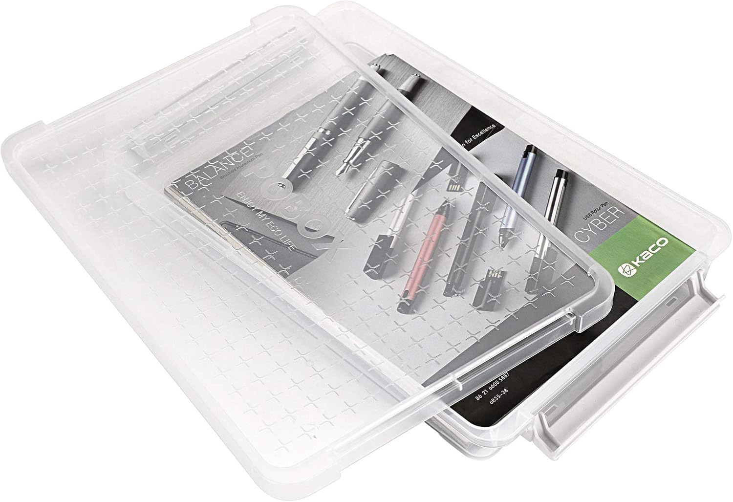 BTSKY 3 Pack A4 Plus Clear Plastic Stackable Storage Box Desk Paper with Buckle, Office Supplies Accessories File Protector Case Organizer, Portable Project Case Document Holders with 3 Lids