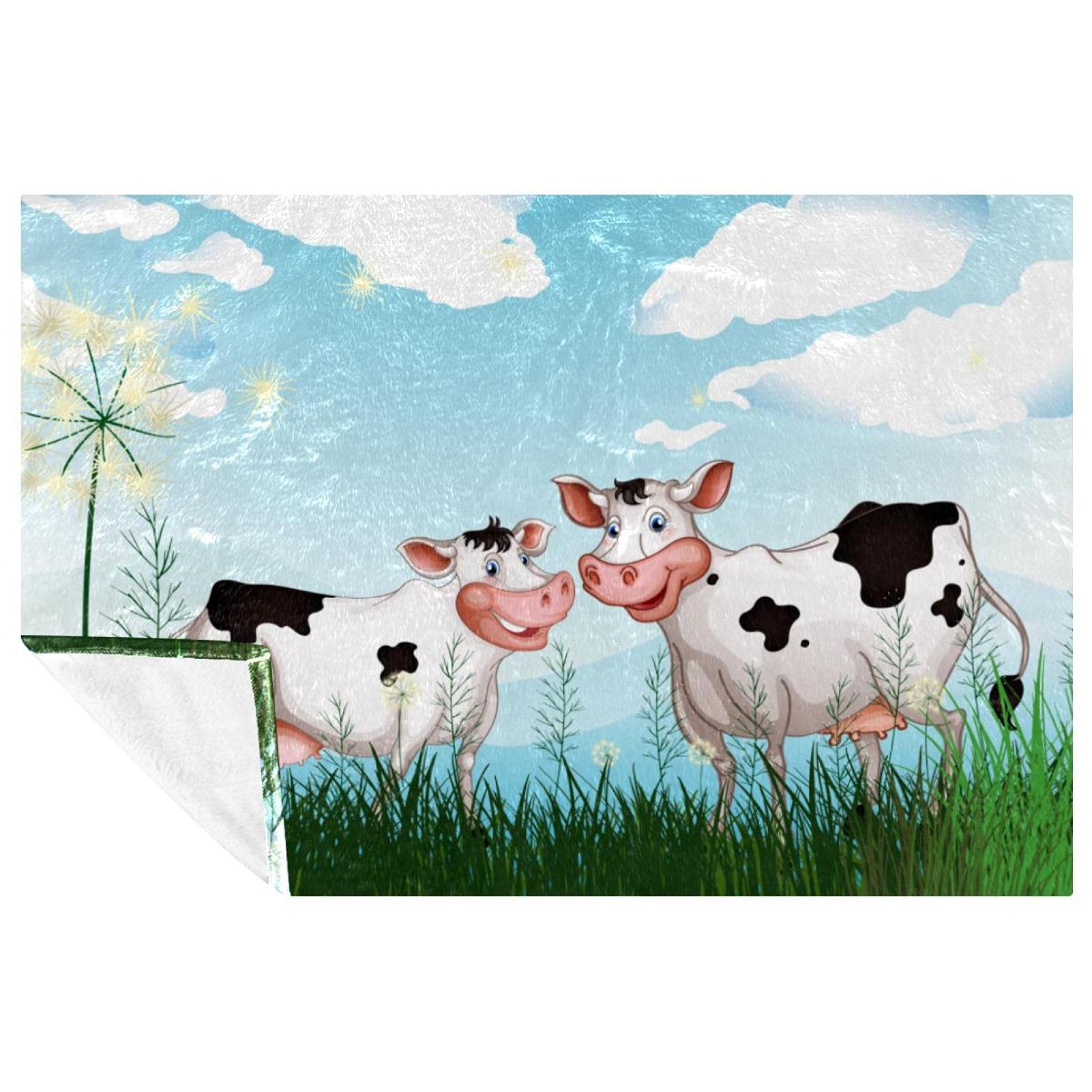 Couverture douce de lit imprimé vache pour des soirées cocooning