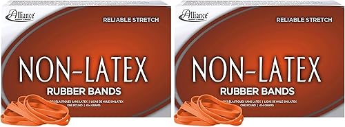 Alliance Rubber 37646#64 Bandas de goma sin látex, caja de 1 libra contiene aproximadamente 380 bandas (3 1/2 x 1/4 pulgadas, naranja) (paquete de 2)