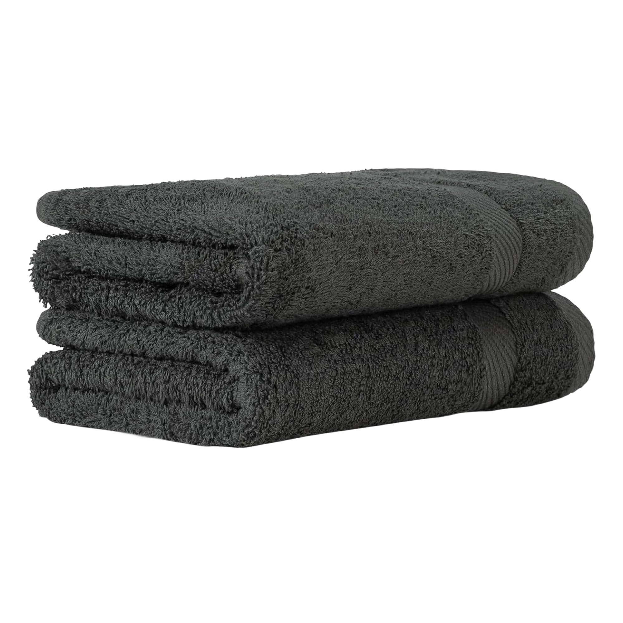 Handtücher Set 50x100 cm – Oeko-TEX Handtuch-Set aus 100% Baumwolle mit 600 g/m² – Frottiertücher mit Aufhängeschlaufe – flauschig & saugstark – Frottee Handtuchset – 2er Pack Anthrazit