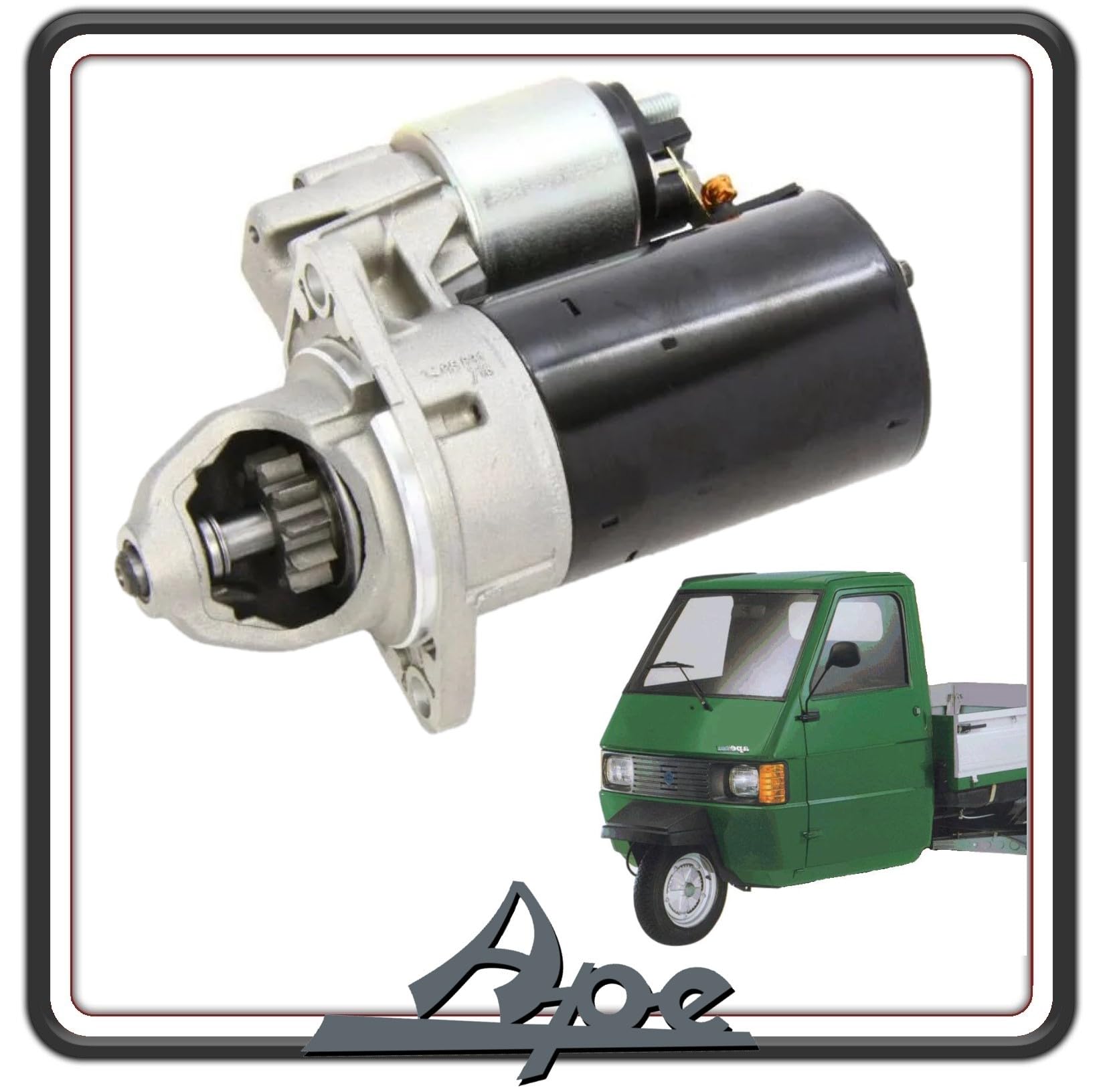 MOTORINO AVVIAMENTO COMPATIBILE PER PIAGGIO APE CALESSINO DIESEL - APE CLASSIC MP 601 DIESEL - APE TM P703 DIESEL - APE POKER DIESEL - APE CAR - MAX DIESEL (INFO TUTTI I MODELLI IN DESCRIZIONE)