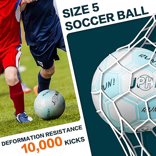 Miniatura 5 de Soccer Ball Size 4 & 5 - High Bounce Waterproof TPU Match Ball for Indoor Outdoor Training, Practice and School Games  White, Yellow and Blue