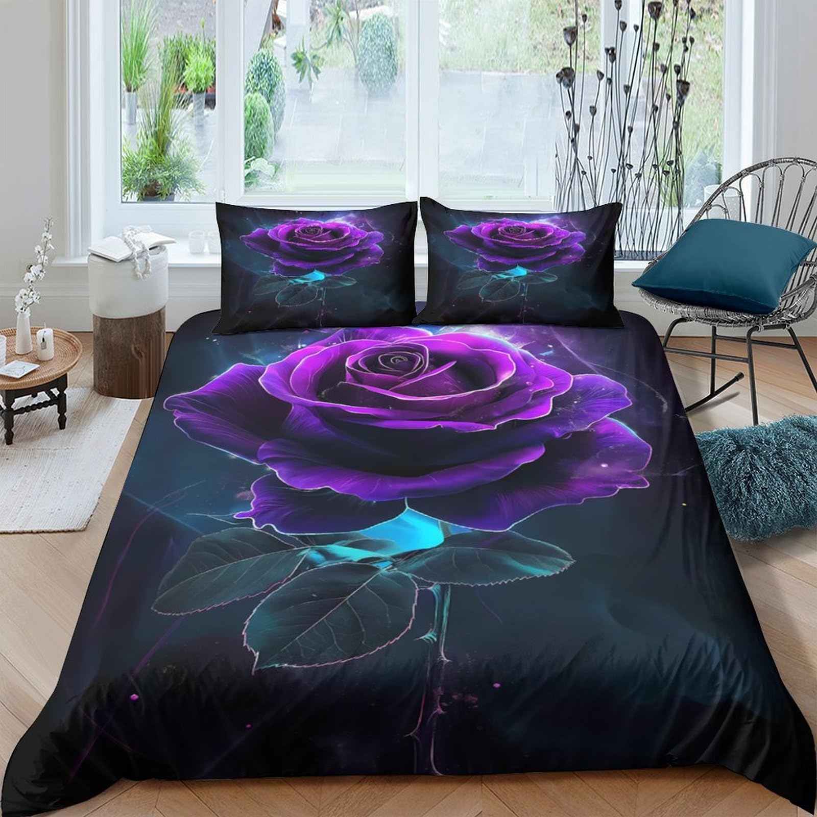 Linge de lit microfibre violet 140x200 avec taie d'oreiller