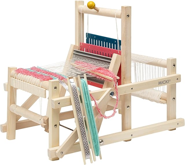 Micki Weaving Loom  DIY Kit for Adults  Kids Knitting Starter Sets  Wooden Yarn Toy for Beginners - Age 3+ - 380X280X330 mm.