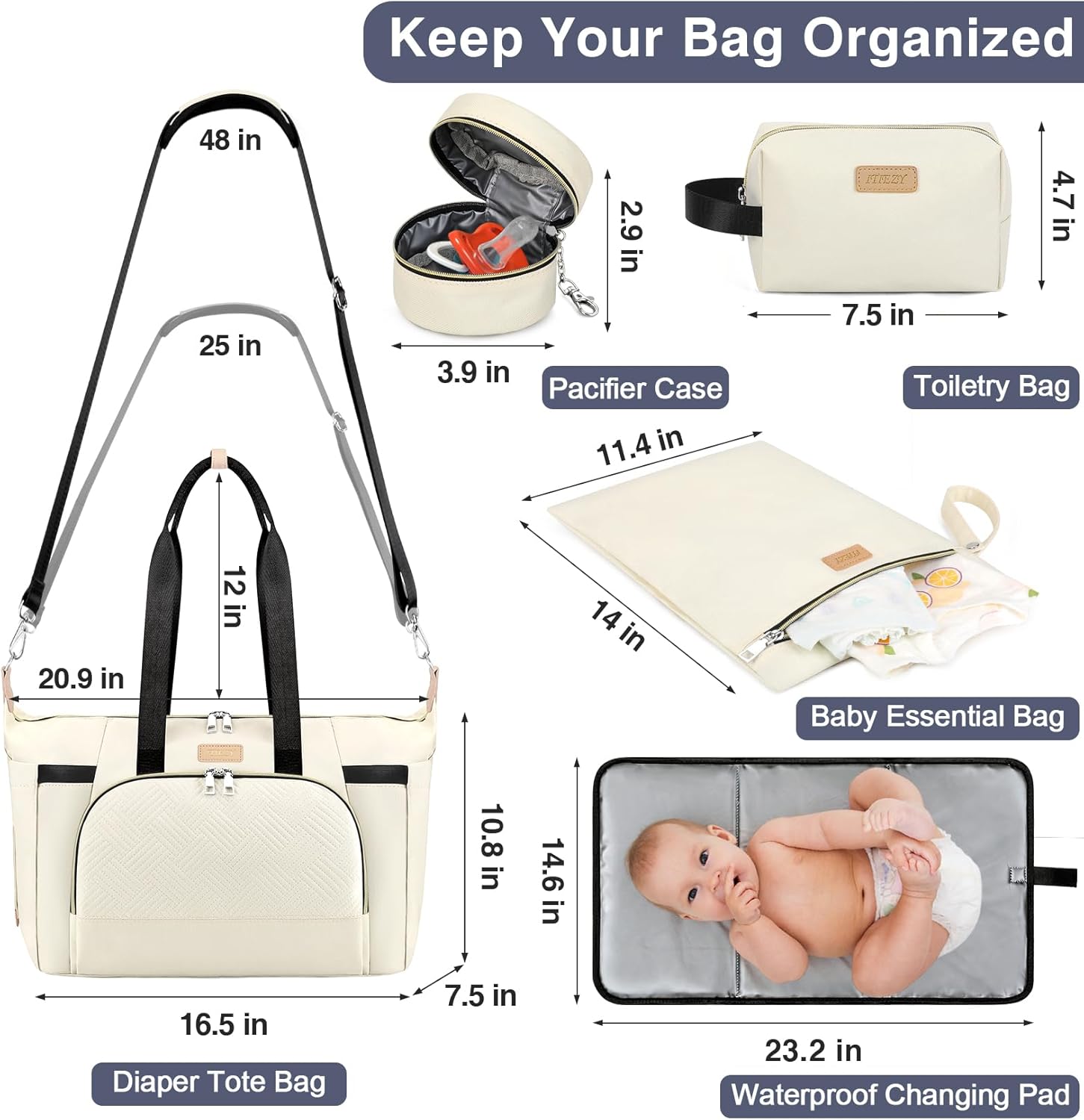 ITIEZY Diaper Bag Tote for Baby - Large Mommy Bag with Portable Changing Pad Pacifier Case, Hospital Bags Travel Baby Bag - Image 3