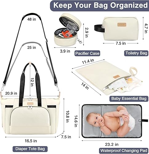 Miniatura 3 de ITIEZY Diaper Bag Tote for Baby - Large Mommy Bag with Portable Changing Pad Pacifier Case, Hospital Bags Travel Baby Bag