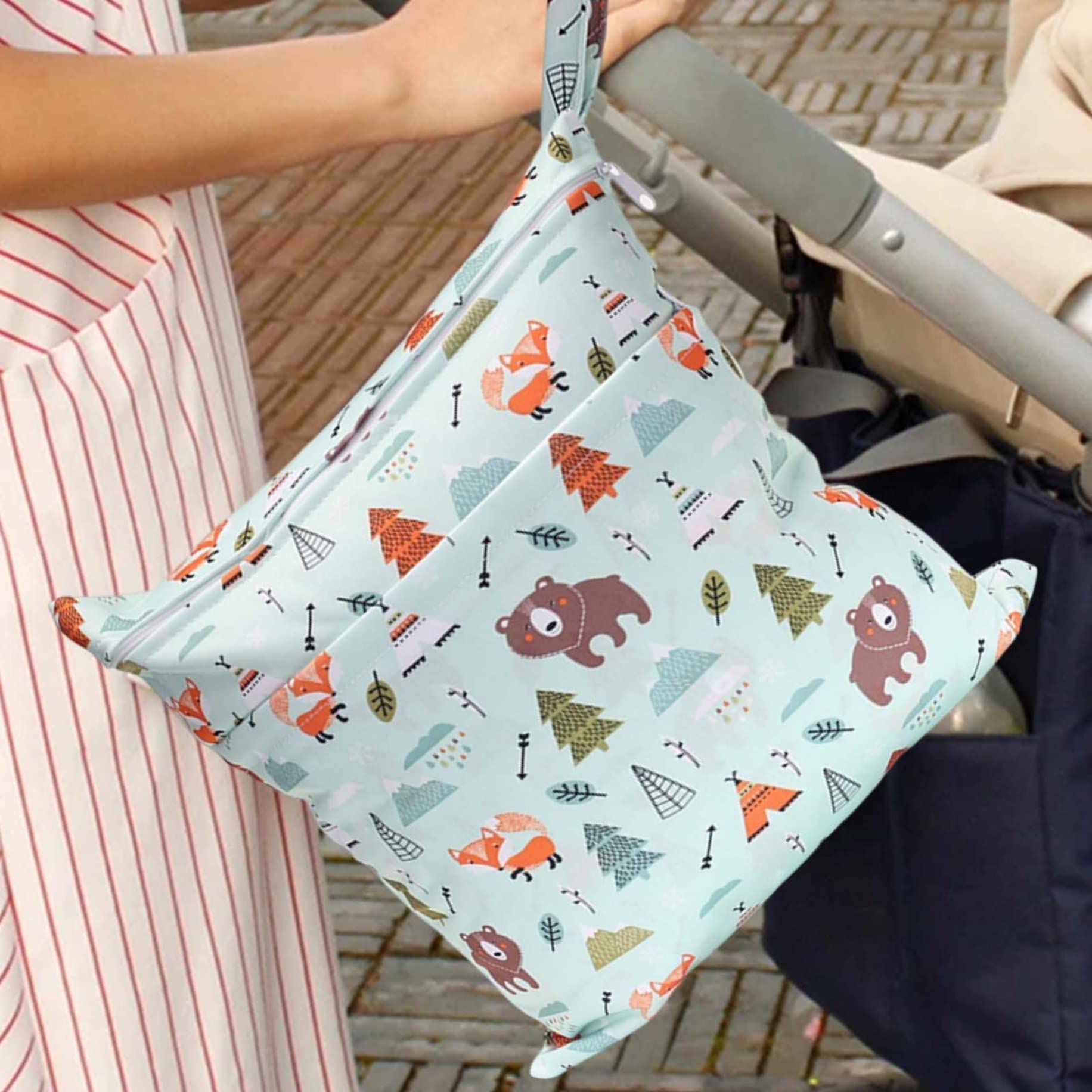 Borsa bagnata 30x40 cm Pannolino di stoffa riutilizzabile lavabile Borsa per pannolini bagnati Borsa per pannolini impermeabile per il nuoto Custodia per articoli per bambini da viaggio  1501