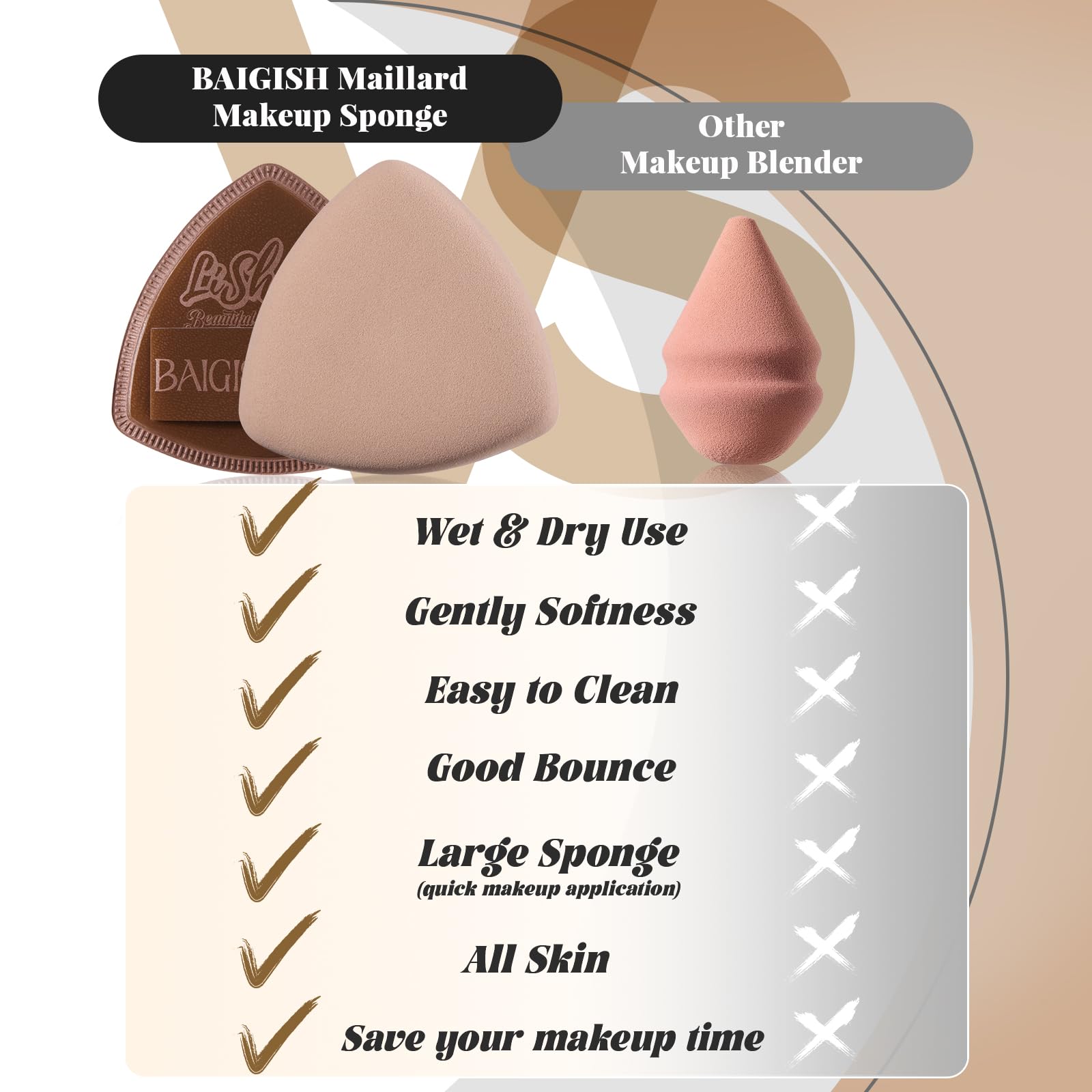 2 esponjas de maquillaje triangulares suaves para base, juego de esponjas de maquillaje húmedas y secas, herramientas de maquillaje, color negro